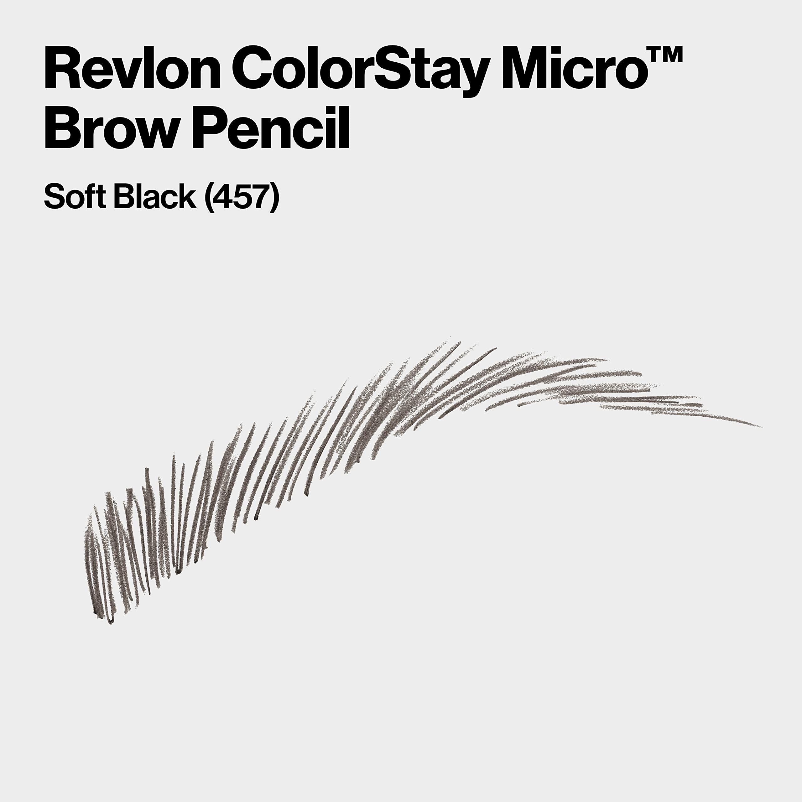 Revlon ColorStay Micro Eyebrow Pencil with Built In Spoolie Brush, Infused with Argan and Marula Oil, Waterproof, Smudgeproof, 457 Soft Black, 0.003 oz