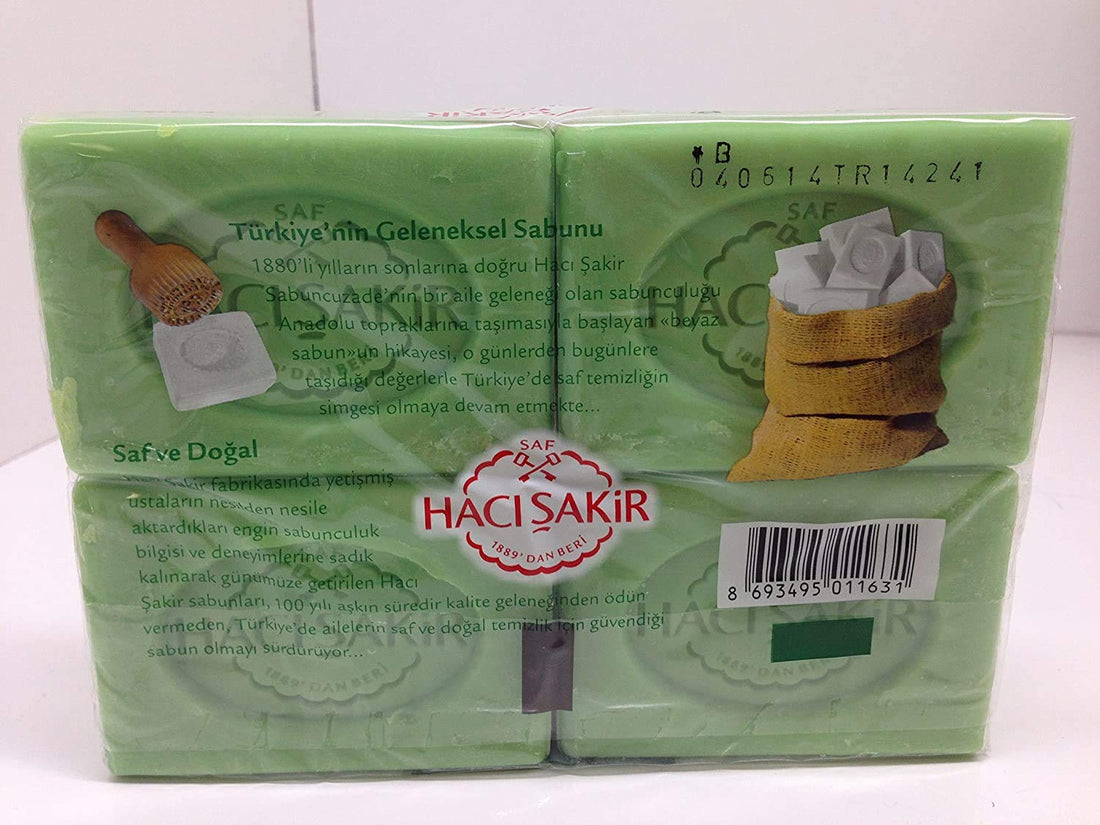 Haci Sakir Olive Oil with Honey Soap, 4 X 175 G, Turkish, Pure and Natural