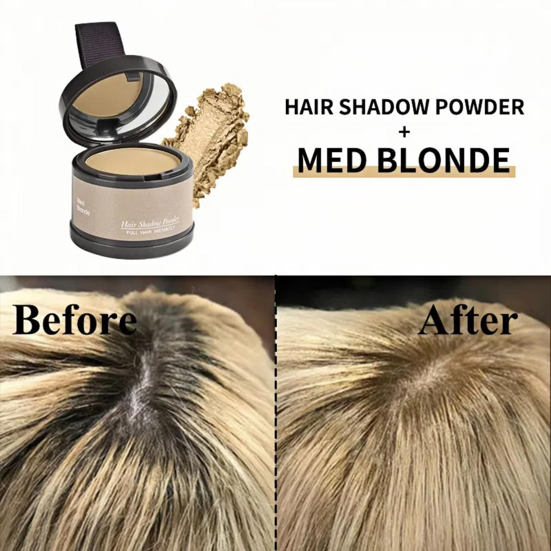 gowwim Hairline Powder (Med-Blonde) Instantly Hair Color Shadow Cover Gray Hair Root, Hair Touch-Up, Thin Hair Powder 0.14 Ounce