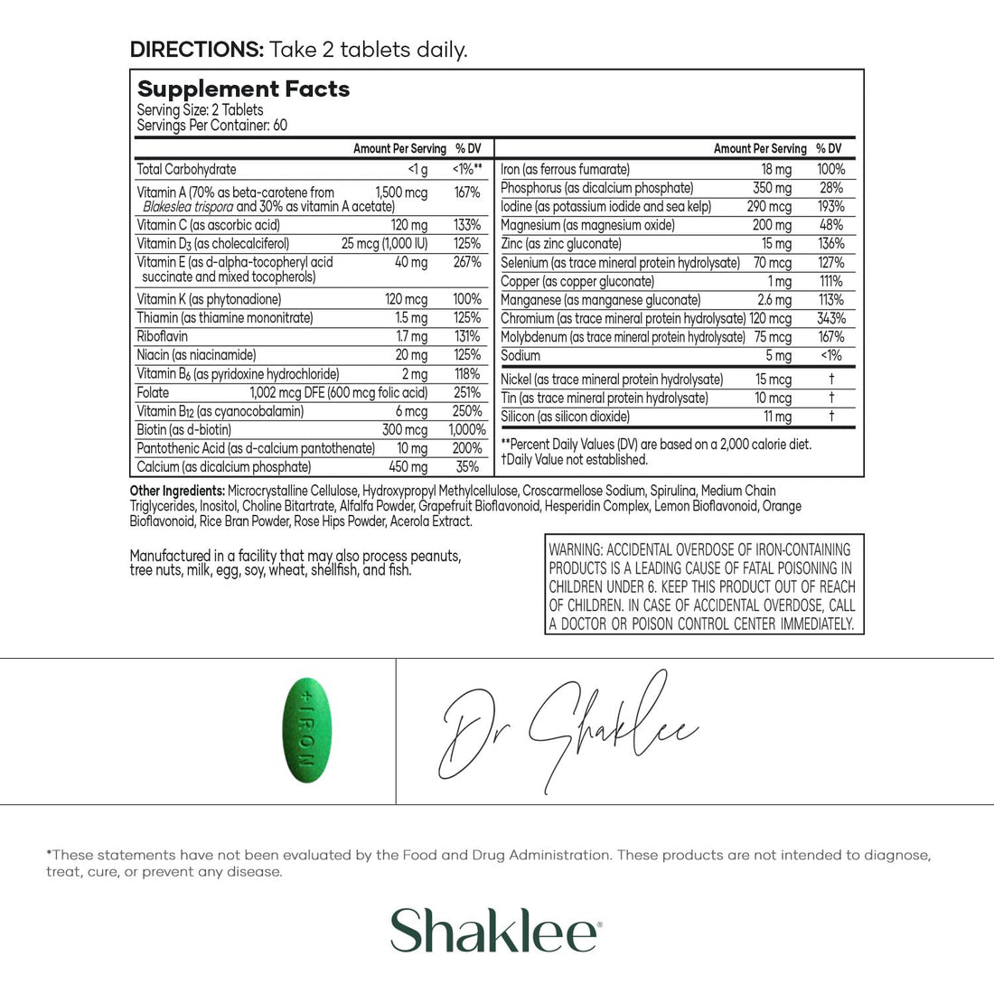 Shaklee - Vita-Lea® Women High-Potency Multivitamin & Multimineral for Women - Prenatal/Postnatal Support with 800 mcg Folic Acid, 200 mcg Iodine, 18 mg Iron - 240 Tablets