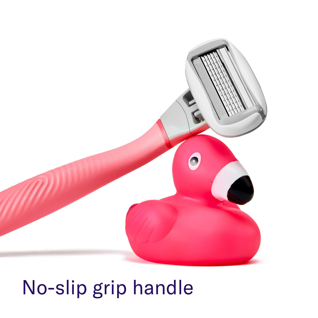 Flamingo Shaving Razor Set for Women - Original Razor Handle, 4 Blade Refills, and Shower Holder - Pink