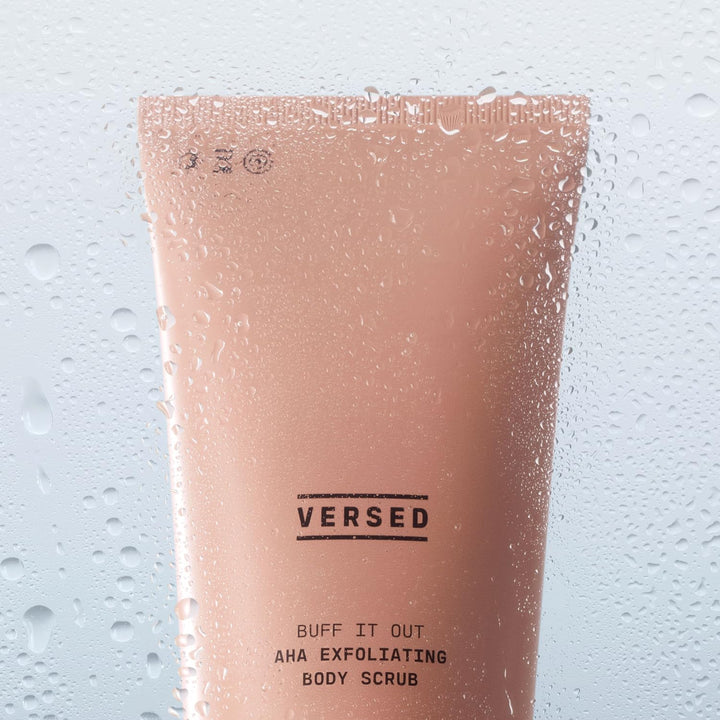 Versed Buff It Out AHA Exfoliating Body Scrub and Mask - Lactic Acid & Glycolic Acid Exfoliant - Microfine Pumice Body Exfoliator to Polish and Smooth Bumpy, Dry Skin - Vegan & Cruelty-Free (6 oz)