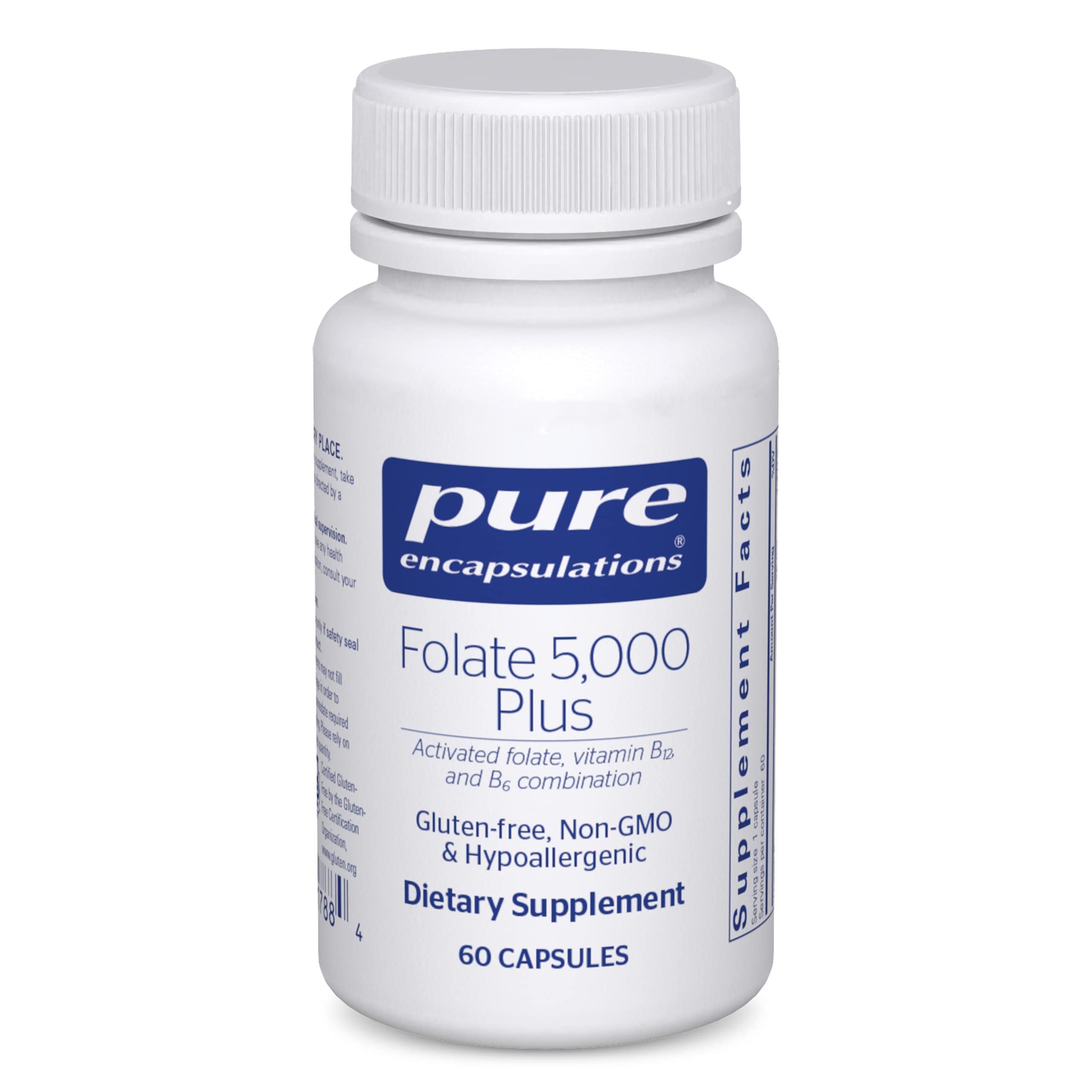 Pure Encapsulations - Folate 5,000 Plus - Activated Folate, Vitamin B12 and B6 Combination - 60 Capsules