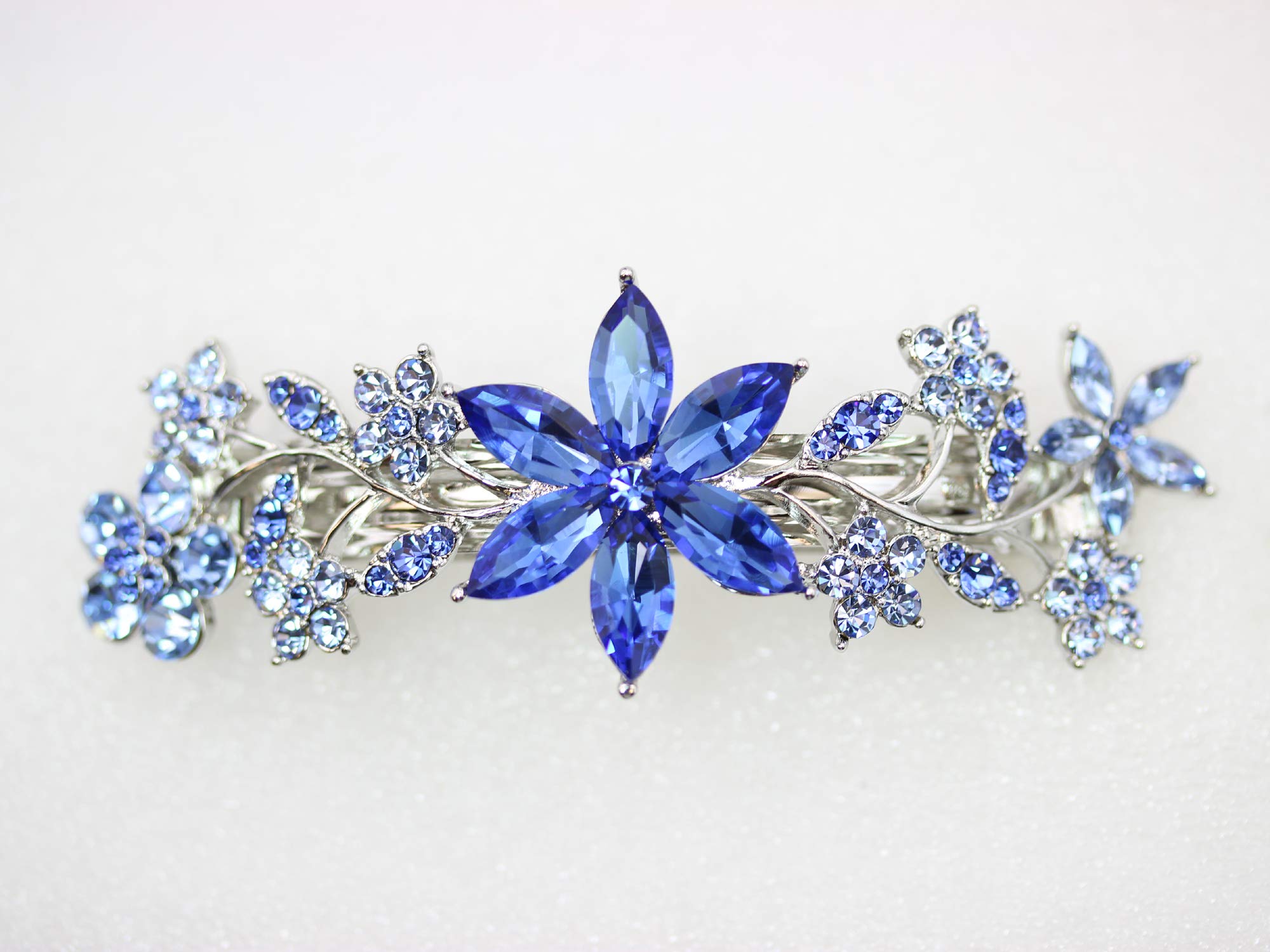 Faship Gorgeous Blue Crystal Floral Hair Barrette