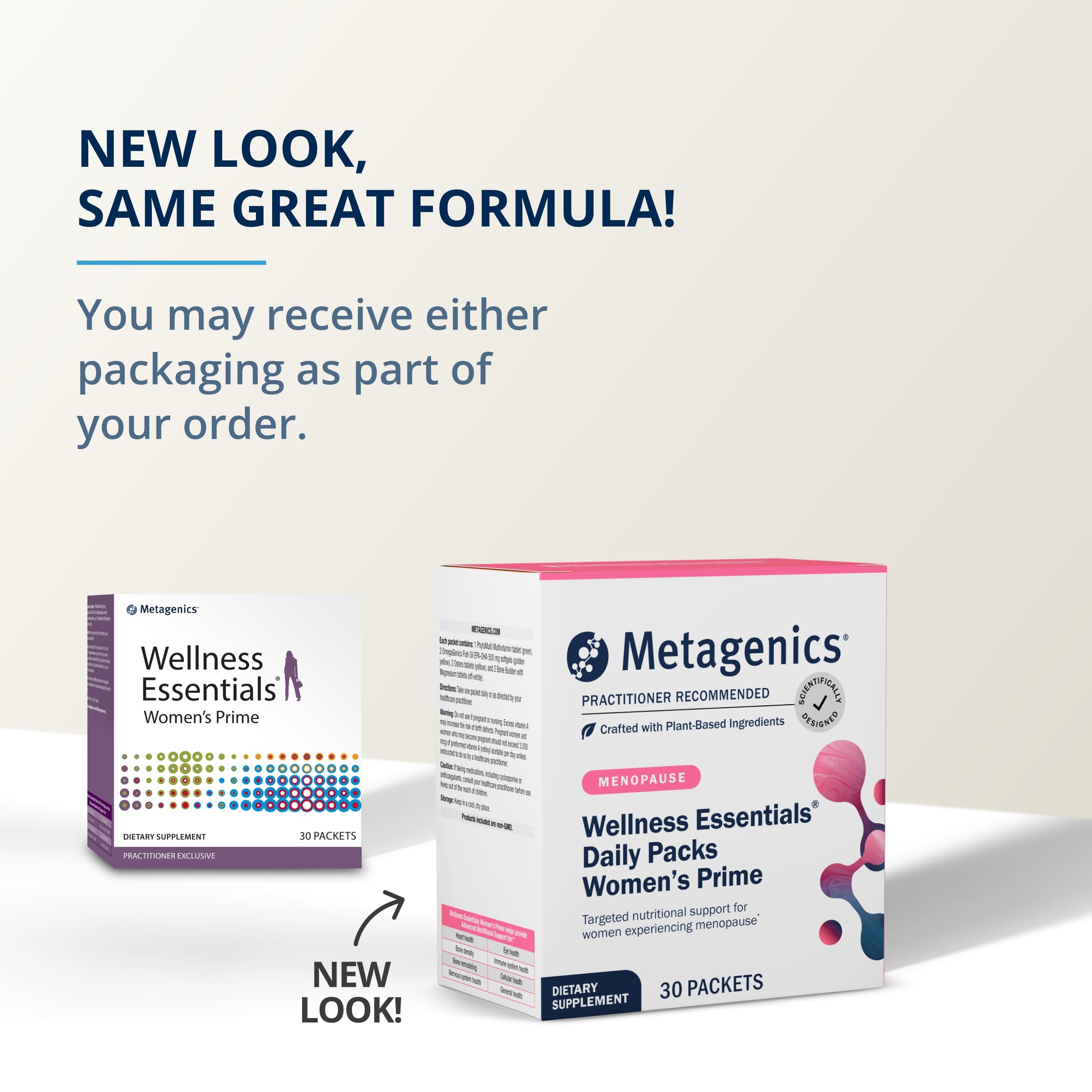 Metagenics Wellness Essentials Women's Prime - Menopause Support* - Daily Multivitamin Packets - Womens Multivitamins - Bone Density Support* - Omega-3 Fatty Acids - Non-GMO & Gluten Free - 30 Packets