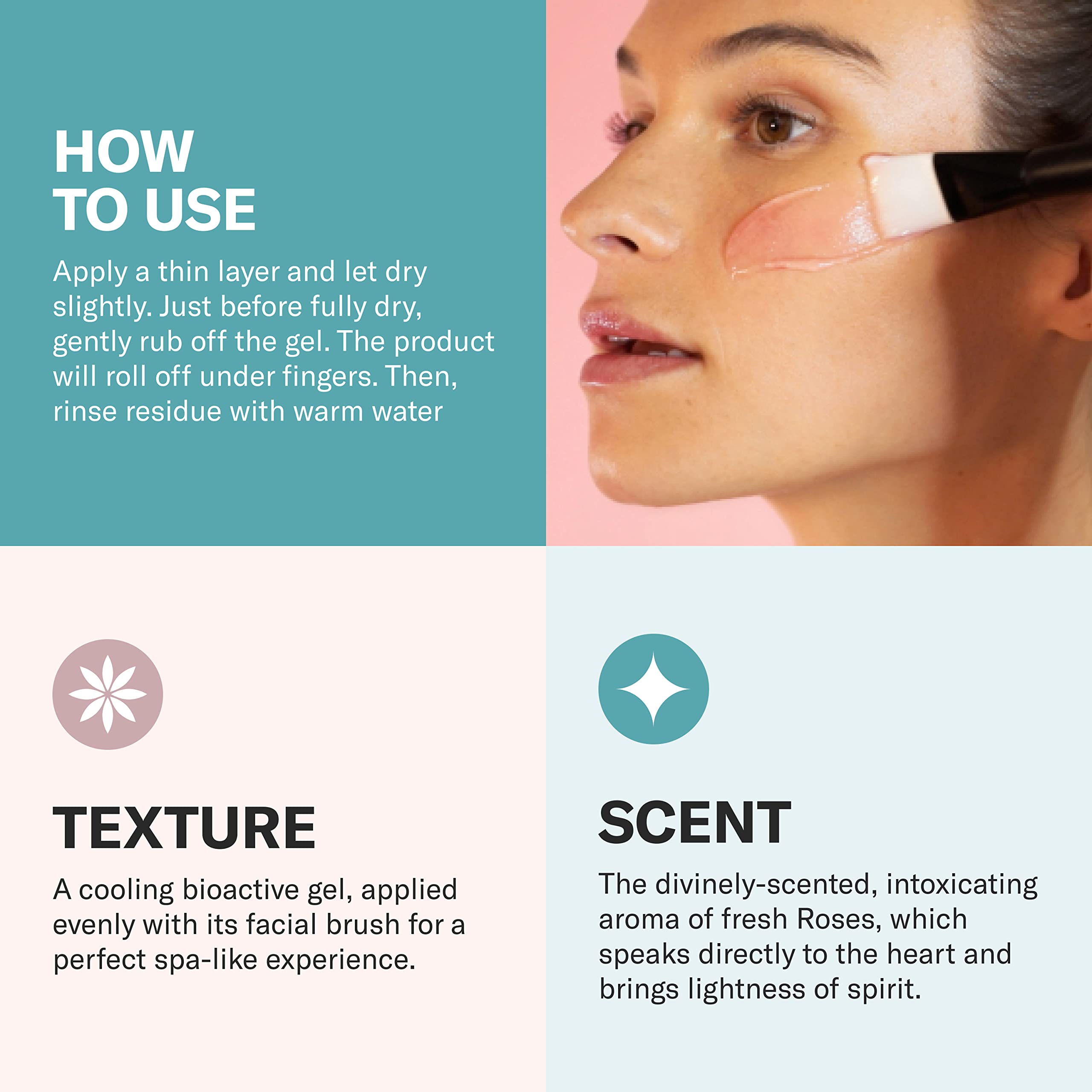 Odacité Exfoliating Face Peel Mask - Bioactive Rose Gommage, Pineapple, and Hyaluronic Acid Gel Glow Recipe- Resurfacing Enzyme Mask for Dullness, Clogged Pores and Dead Skin Build Up, 1.69 fl oz