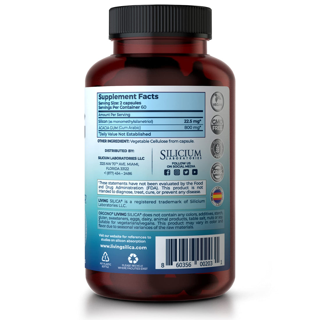Living Silica Collagen Booster Capsules | Ultra High Absorption | Supports Healthy Collagen and Elastin Production for Joint & Bone Support, Glowing Skin, Strong Hair & Nails (120 Count)