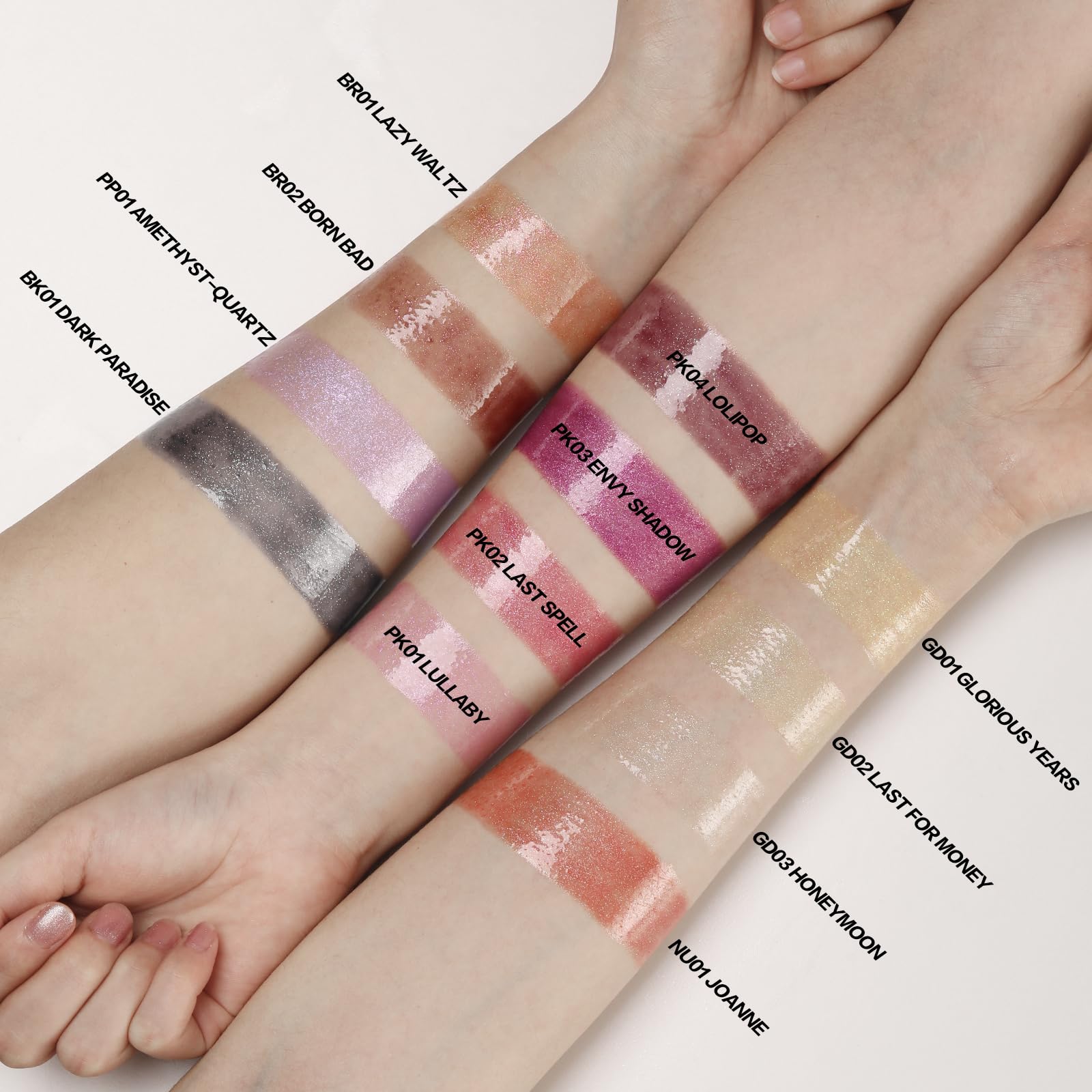 FOCALLURE High Shine Glitter Lip Gloss,Hydrates and Soothes Lips for a Gorgeous,Delivers a Non-sticky Glossy finish,Long-lasting Shine & Fuller-looking Lip Makeup,PK03 ENVY SHADOW