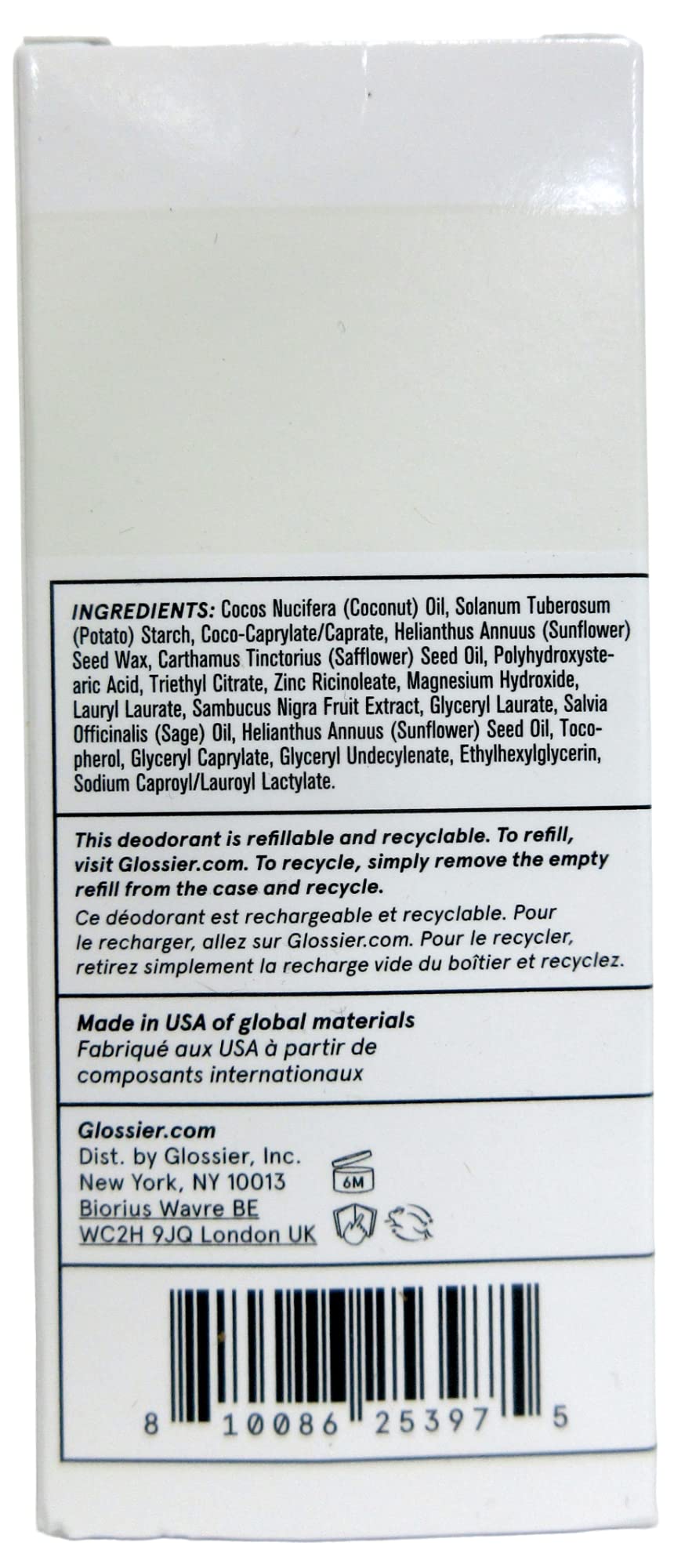 Glossier - Deodorant Refill Stick - Unscented - 65 g / 2.2 oz
