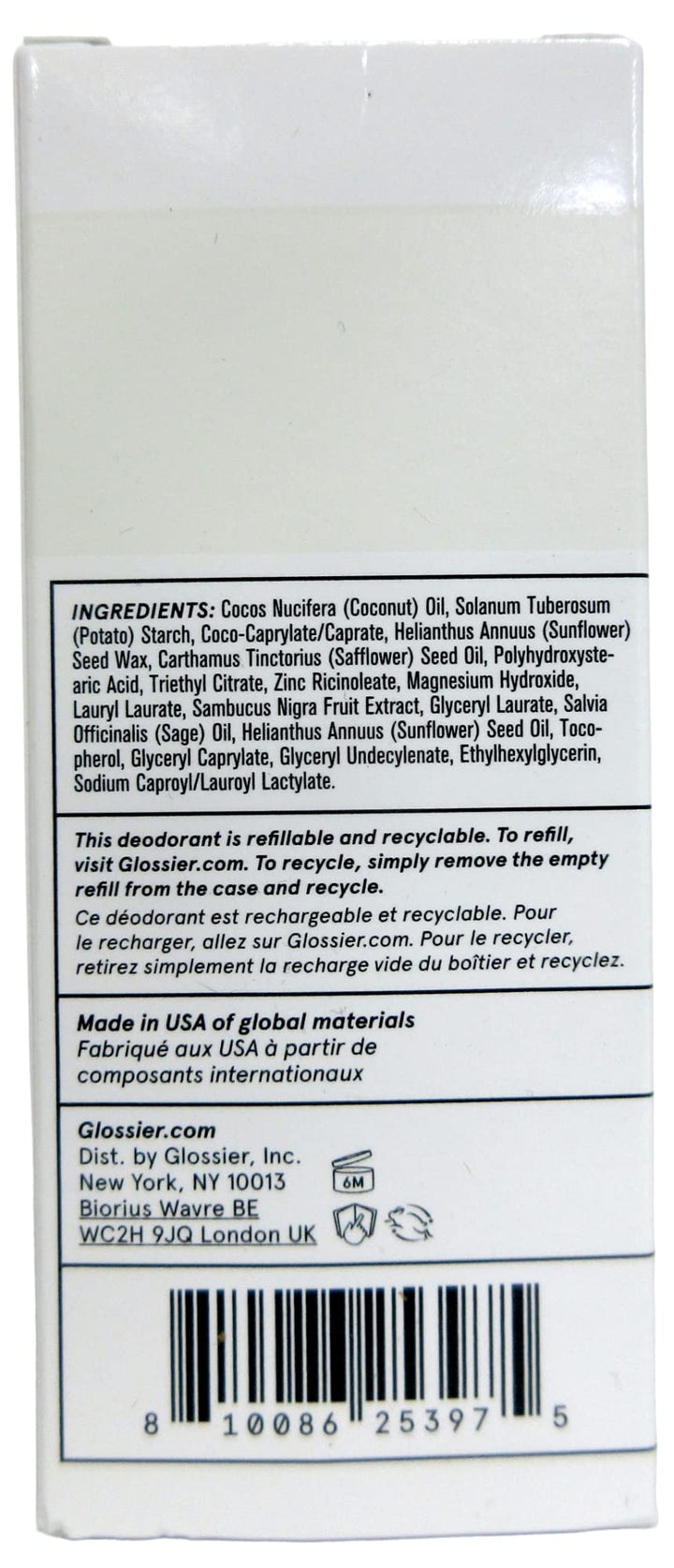 Glossier - Deodorant Refill Stick - Unscented - 65 g / 2.2 oz