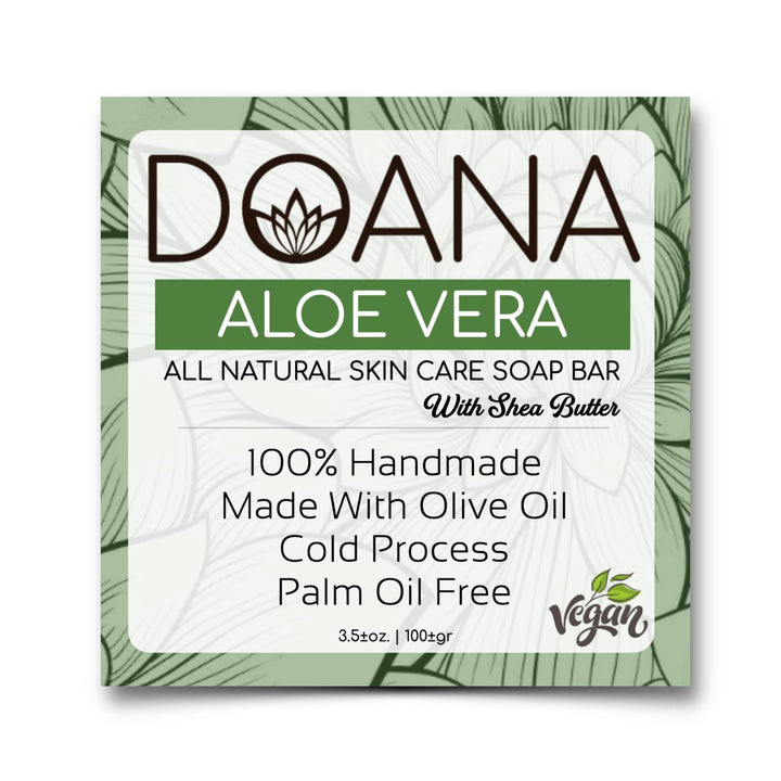 Aloe Vera Soap Bar - Now With SHEA BUTTER - Vegan, Olive Oil, and Coconut Oil, Palm Oil Free, Anti-Acne, Great Moisturizer, Anti-Aging Effect, (Pack of 1)