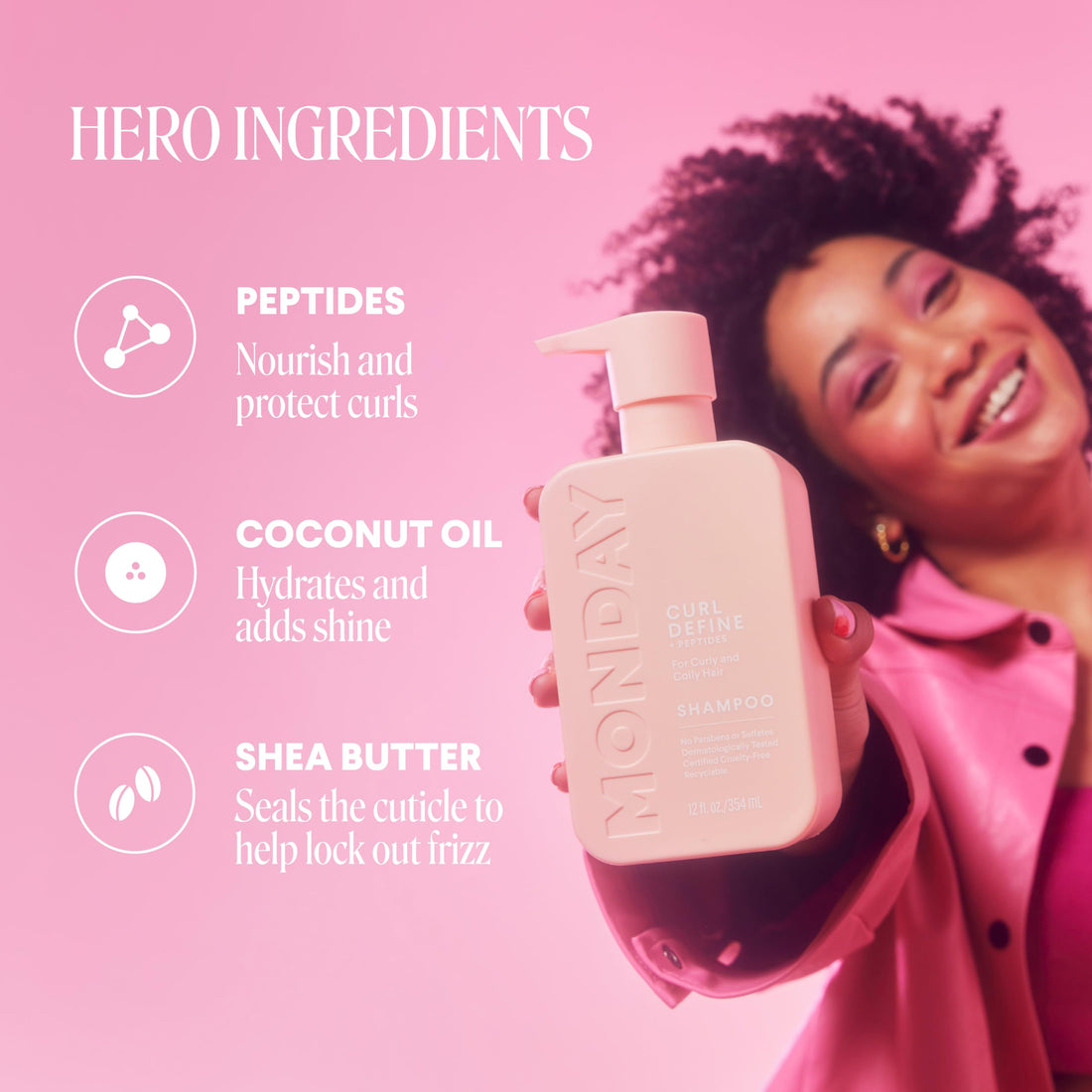 MONDAY HAIRCARE Curl Define Conditioner 12oz, Nourishing Curls, Coconut Oil, Shea Butter, Enhancing Shine and Strengthening Hair