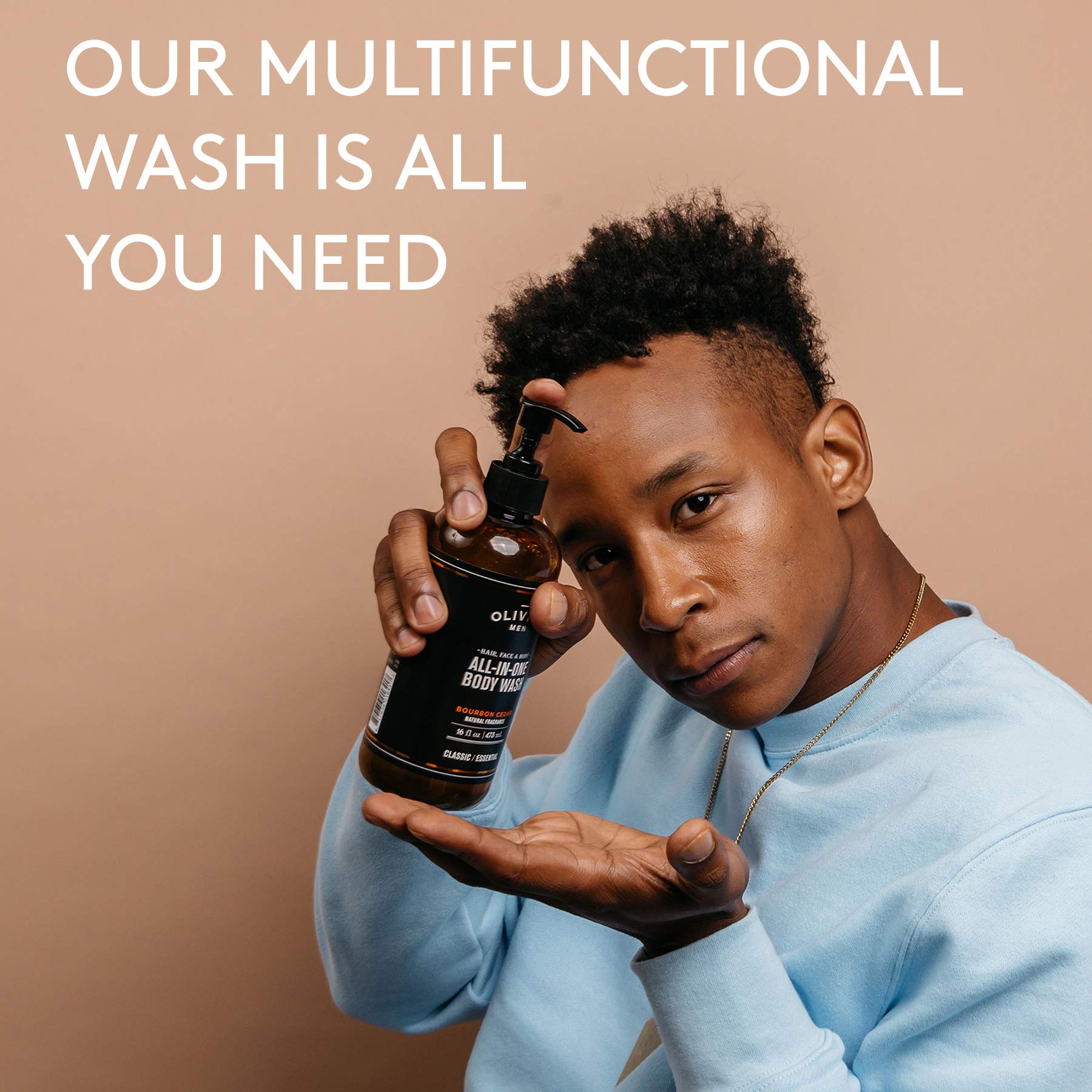 Olivina Men All-In-One Body Wash, Bourbon Cedar, 16 Ounces