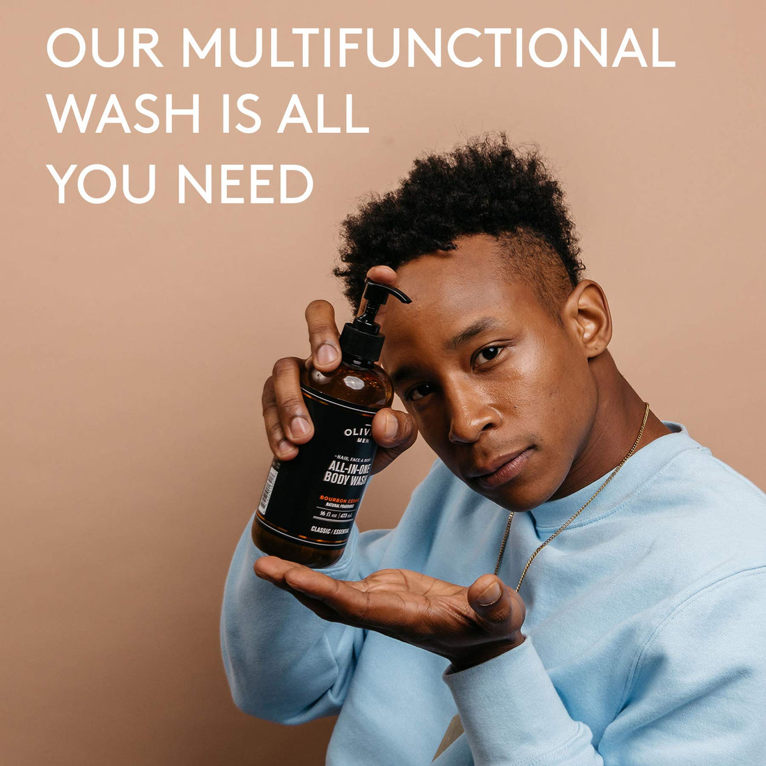 Olivina Men All-In-One Body Wash, Bourbon Cedar, 16 Ounces