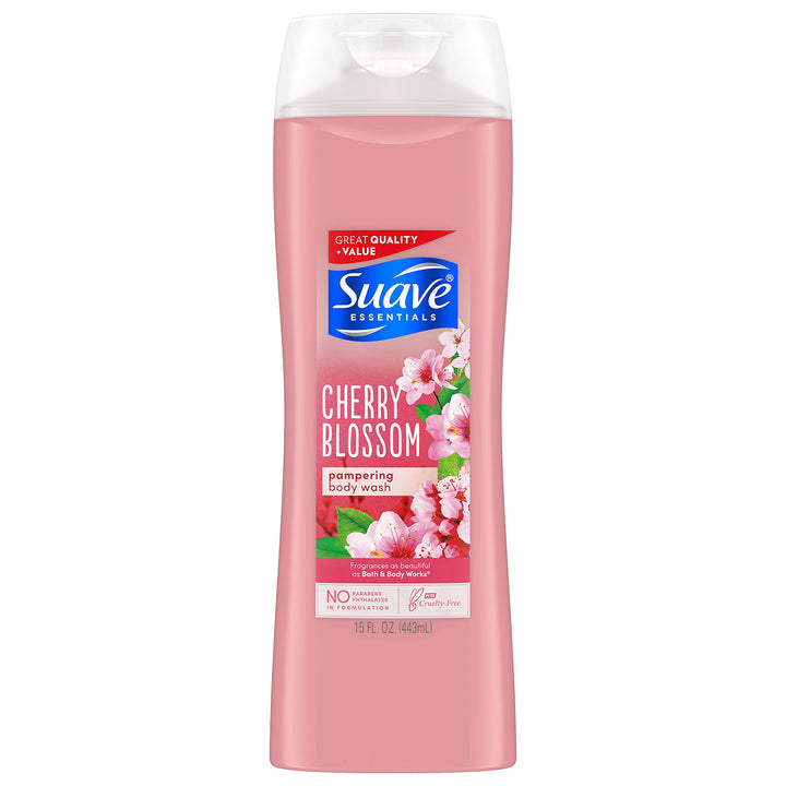 Suave Essentials Body Wash, Wild Cherry Blossom 12oz (Pack Of 6)