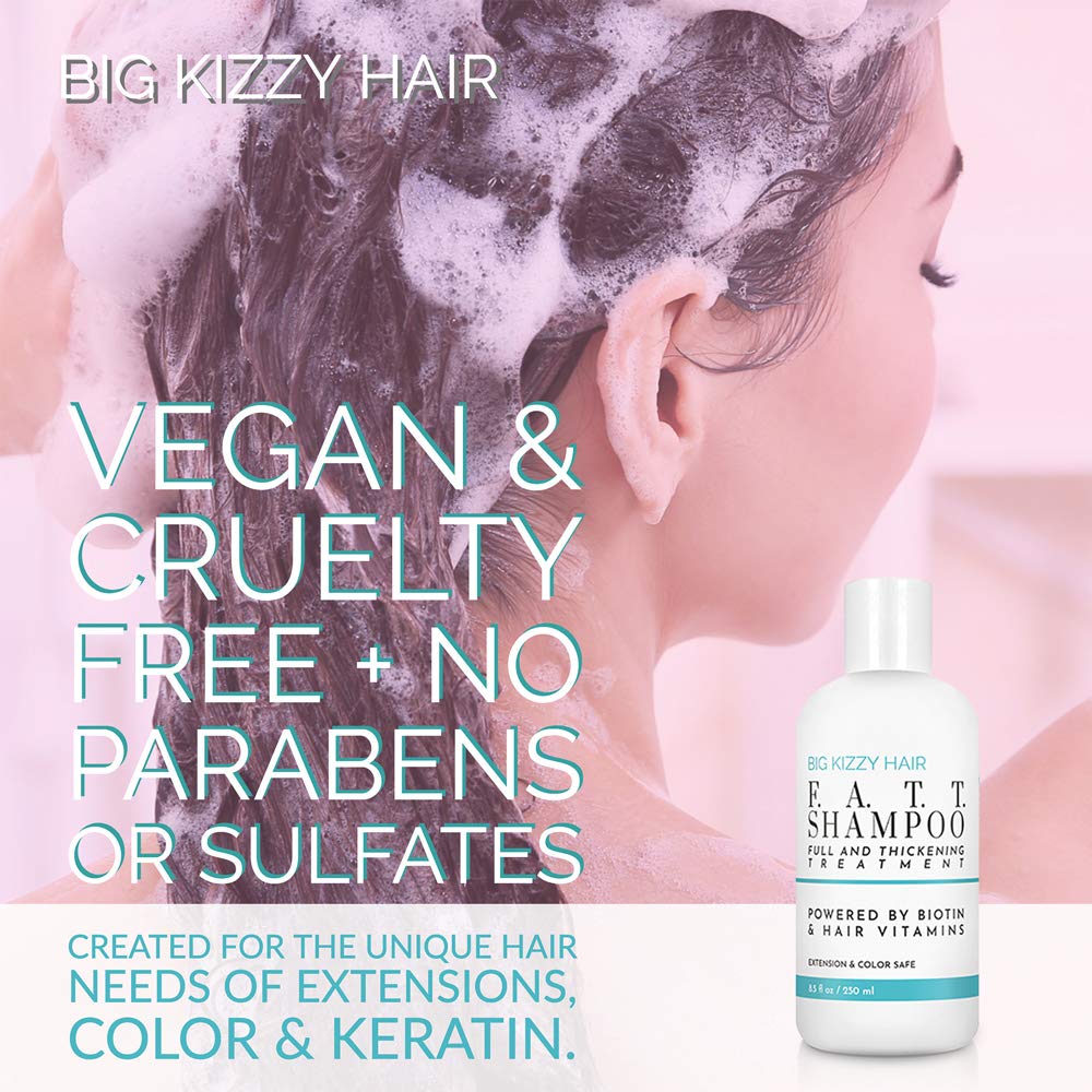 BIG KIZZY HAIR Volumizing Biotin Shampoo & Conditioner Set, 8.5oz - Color Keratin Treatment & Hair Extension Safe, Strengthen & Nourish Your Hair, Body Building.