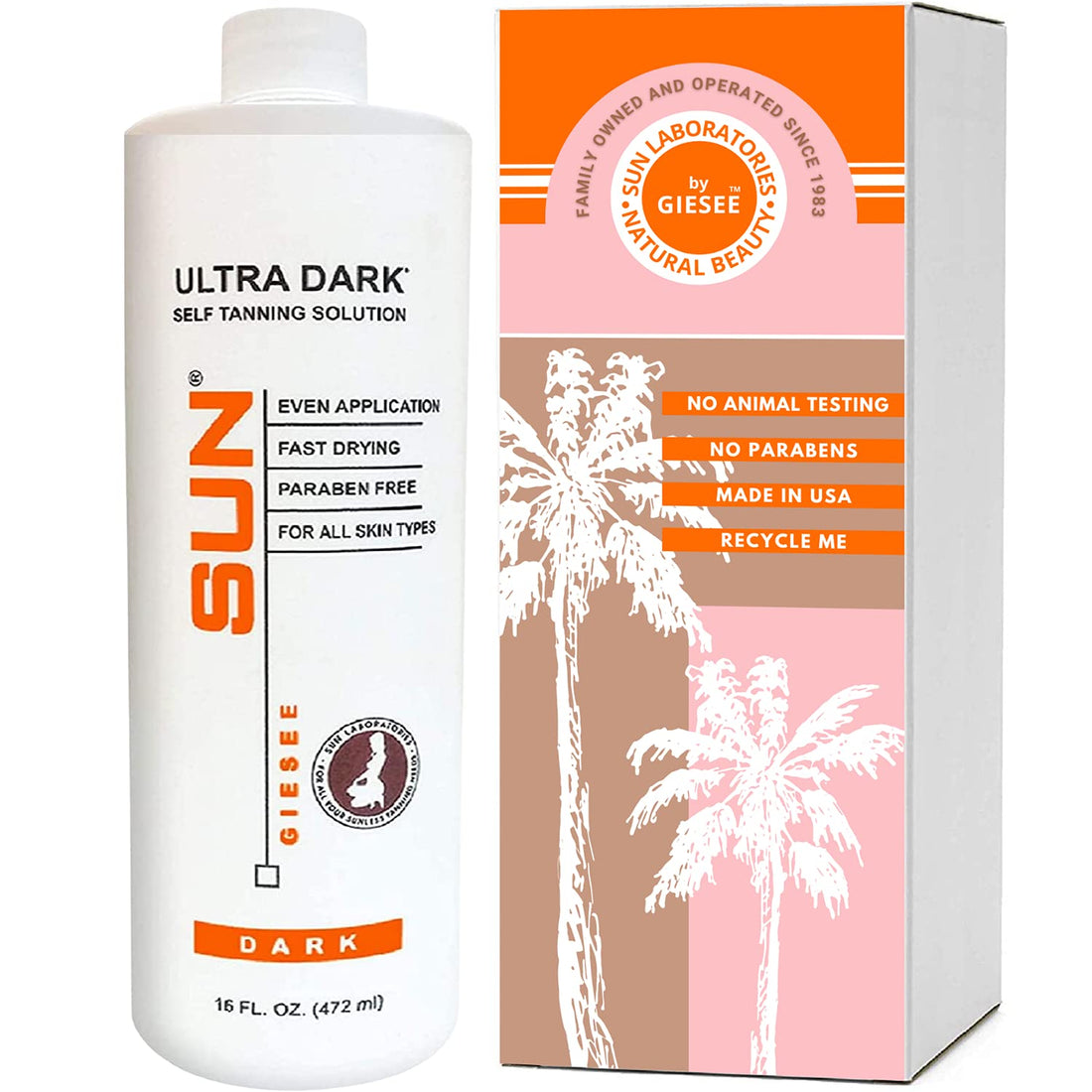 Sun Laboratories Ultra Dark Self Tanning Micro Mist Spray Tan Solution (16 oz) for Airbrush Tanning