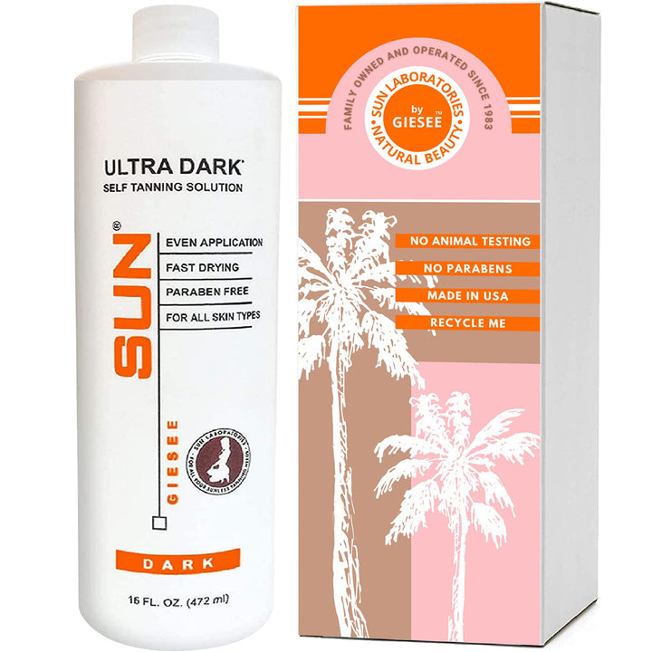 Sun Laboratories Ultra Dark Self Tanning Micro Mist Spray Tan Solution (16 oz) for Airbrush Tanning