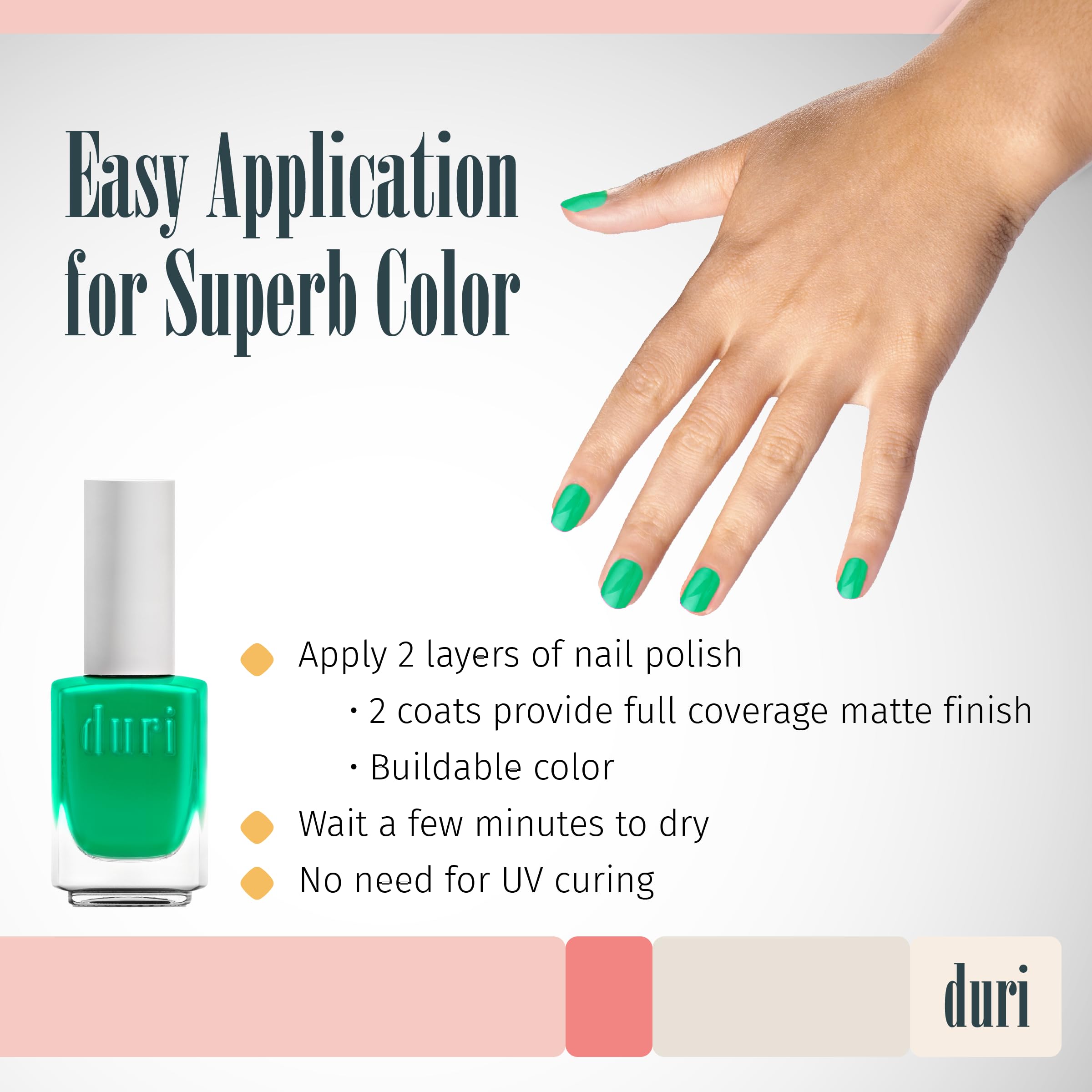 duri Nail Polish, 157N Toxic, Deep Neon Green, Matte, 0.5 fl.oz.