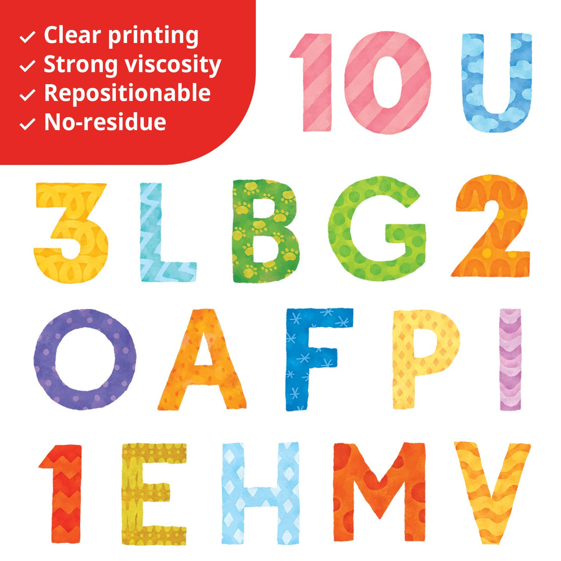 DECOWALL DS9-4003 Uppercase Alphabet Letter Numbers Kids Wall Stickers Wall Decals Peel and Stick Removable Wall Stickers for Kids Nursery Bedroom Living Room
