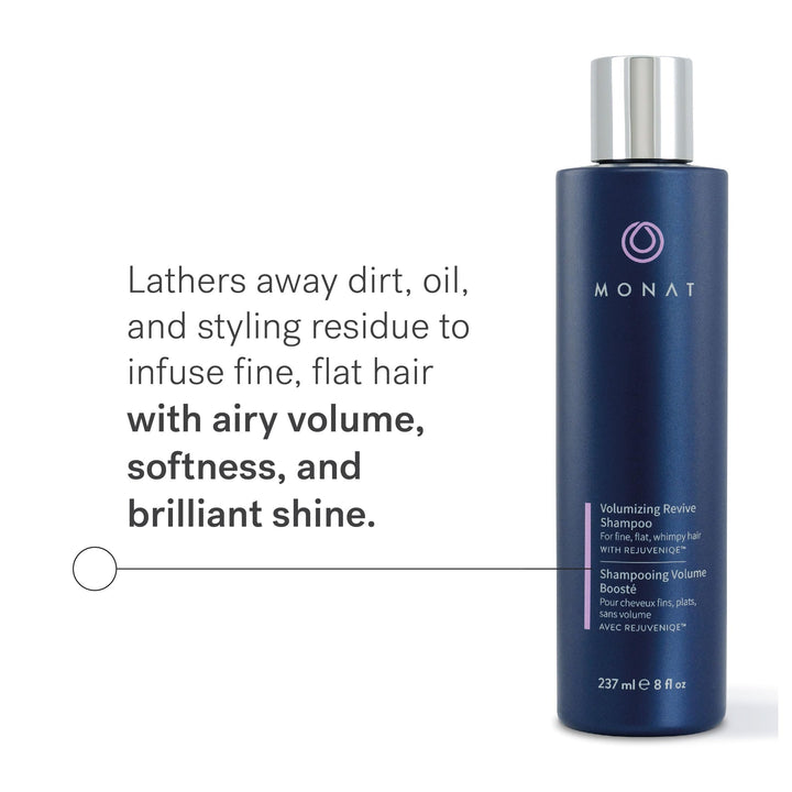 MONAT Volumizing Revive Shampoo Infused w/Rejuveniqe – Weightless Shampoo for Fine, Flat Hair – Amplifies Volume, Adds Softness, Shine – Cleanses and Protects with UV Defense – Net Wt 237ml (8 fl oz)
