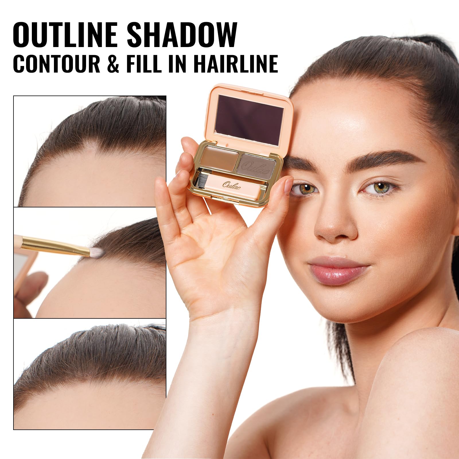 Oulac Waterproof Light Eyebrow Powder Kit with Brow Brush 2 in1 Long Lasting Instant Eyebrow Pomade & Powder Natural Makeup for Sparse Brows 3.2 g/0.11 oz (Golden Blonde)