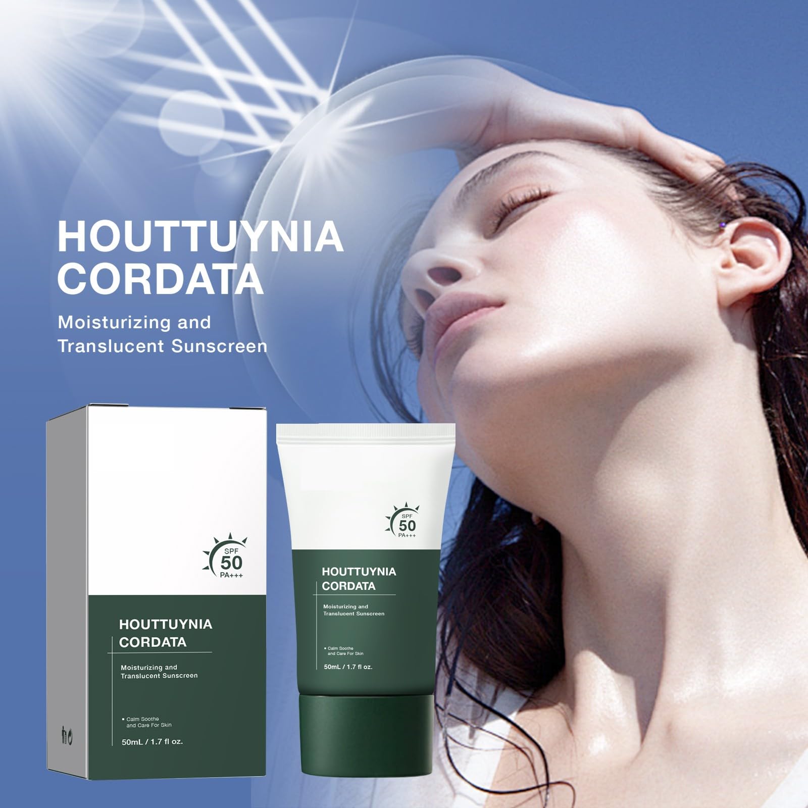 Silky Moisture Sunscreen, Moisture Daily Sunscreen, Korean SPF 50+ PA++++ Clear Filter Sun Essence, No White Cast, Hydrating, Moisturizing, Cools Down, Light Finish