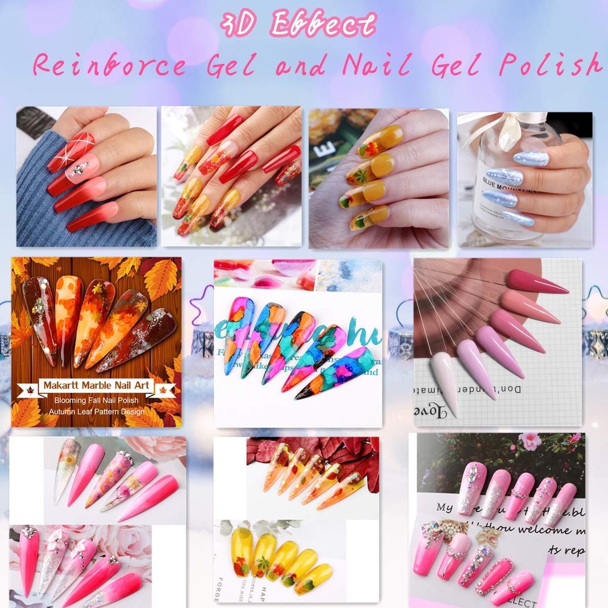 Makartt Gel Nail Strengthener Reinforce Polish, Nail Strengthening Repair Polish for Treating Weak, Damaged Nails, Clear Soak Off Gel Lacquer Long Lasting Professional DIY Nail Art, P-44