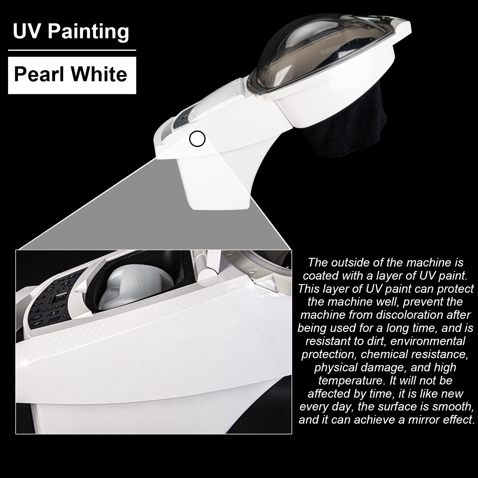 Hair Steamer Hair Mister Hooded Ozone O3 Micro Mist Hair Care Professional Machine White UV Protect Paint Unit Barber Shop Red Blue Light Black Natural Hair Deep Conditioning Wheel Base ET1408BM