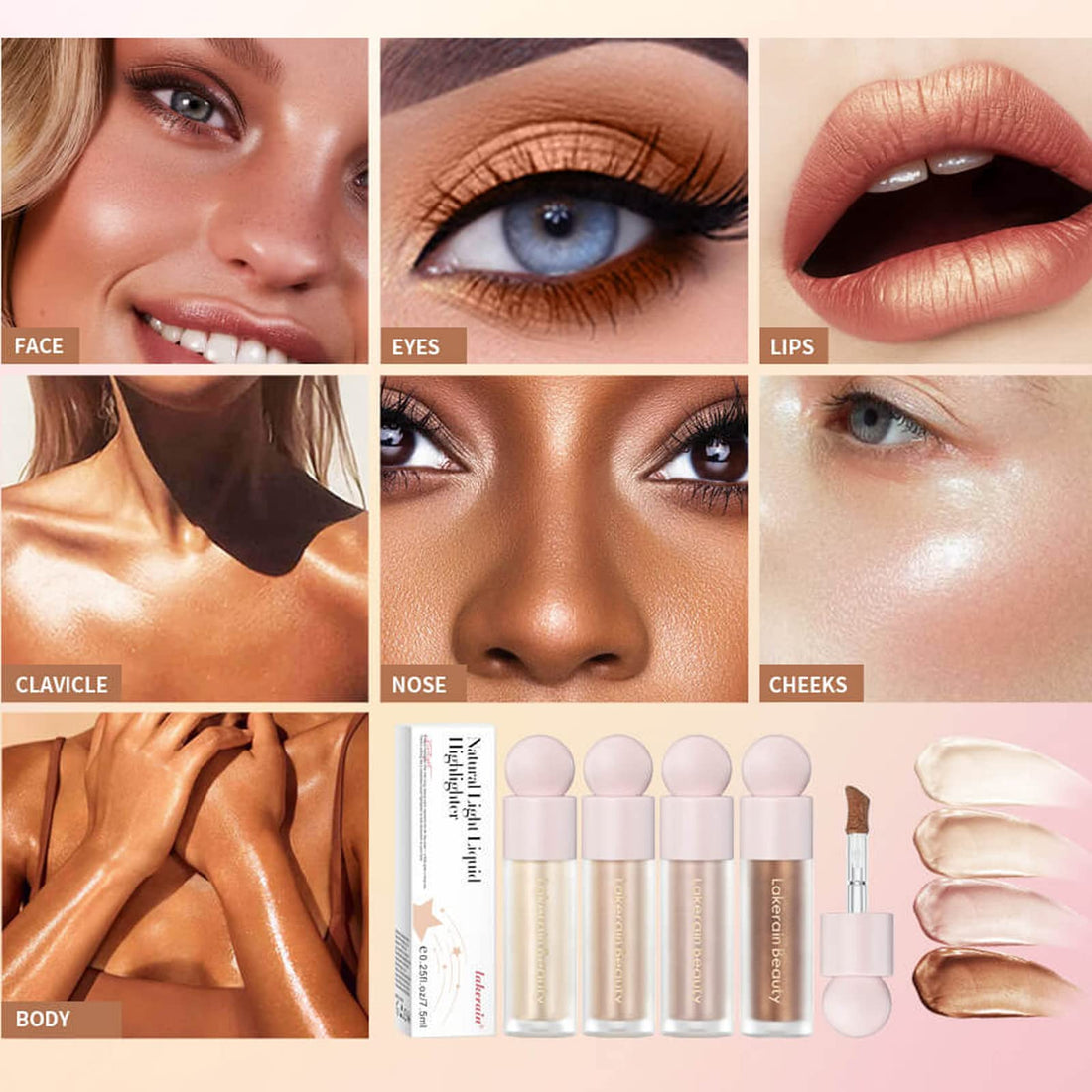 MEICOLY Light Liquid Highlighter,Long Lasting Liquid Luminizer Shimmer Stick,Waterproof Smooth Highlight Face Illuminator,Silky Natural Glow Makeup Sparkly Highlighters for Face,03 Enchant