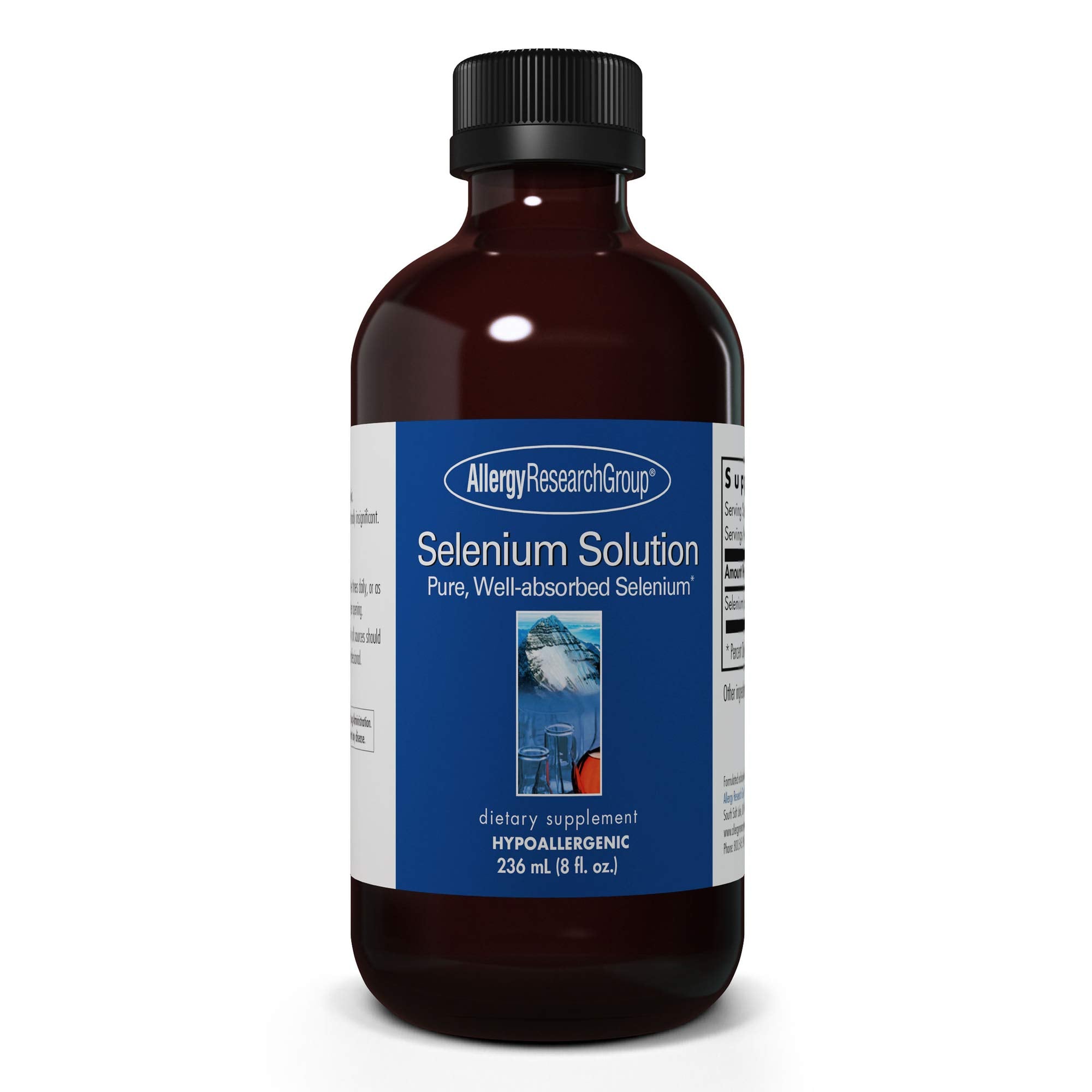Allergy Research Group Selenium Solution - Well-Absorbed Selenium Liquid, Pure Sodium Selenite, Thyroid Support, Antioxidants, 100 mcg Supplement, Hypoallergenic - 8 Fl Oz