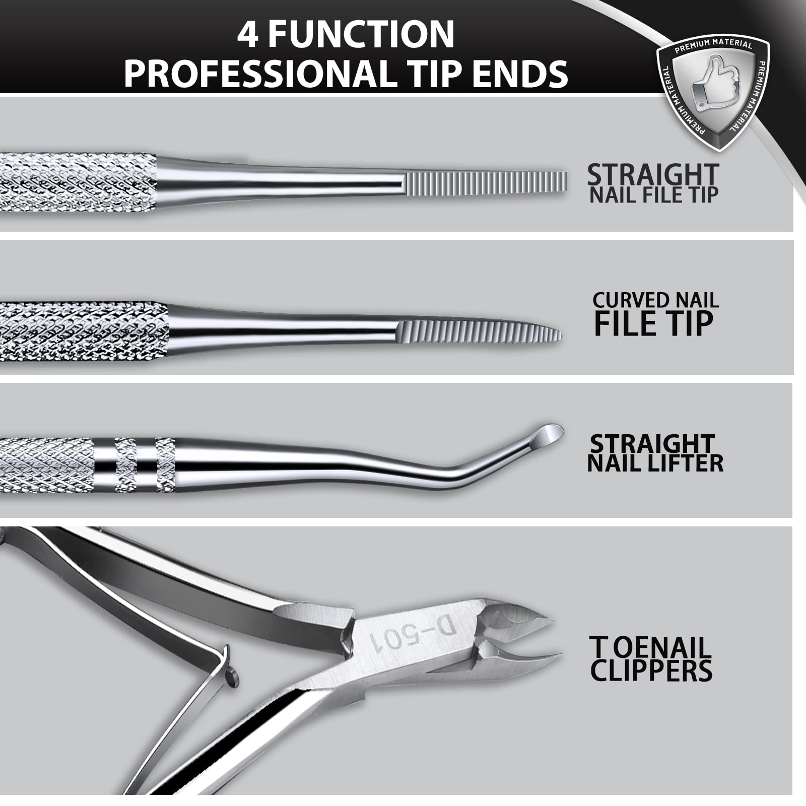 Teenitor Ingrown Toenail Removal Kit, Stainless Steel Ingrown Toenail Clippers, Ingrown Toenail File and Lifters, Ingrown Toenail Treatment, Pedicure Tools For Feet