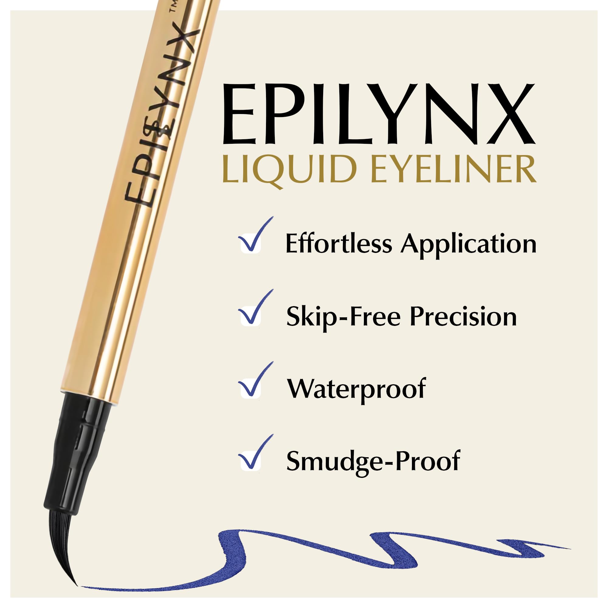 EPILYNX Waterproof Eyeliner - Smudge-Proof Liquid Eyeliner Pen with Precision Tip for Smooth, Long-Lasting Application - Vegan, Hypoallergenic & Gluten-Free Eye Liner - 2mL Blue