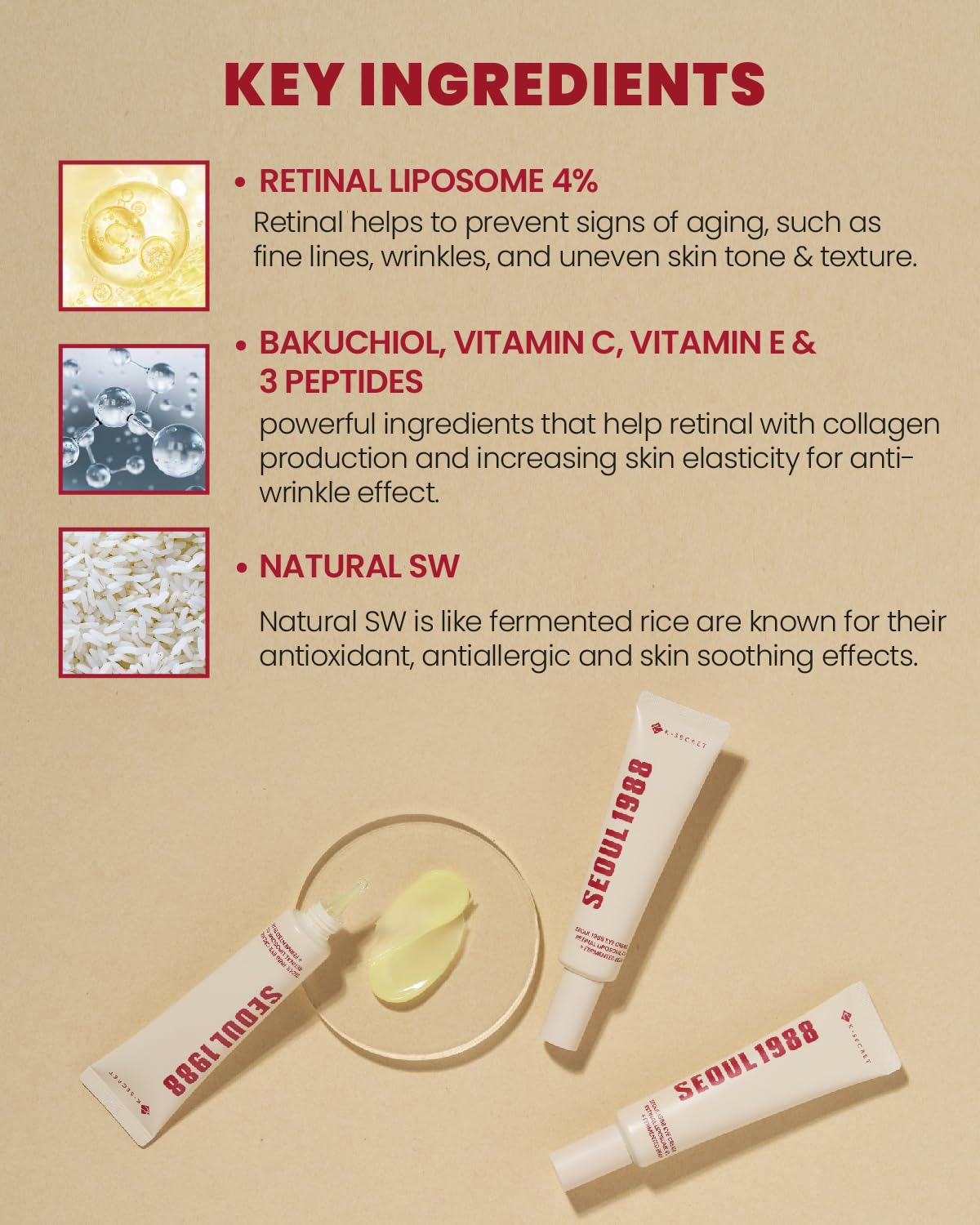 KSECRET SEOUL 1988 Eye Cream : Retinal Liposome 4% + Fermented Bean, 30ml/1.01 fl.oz.