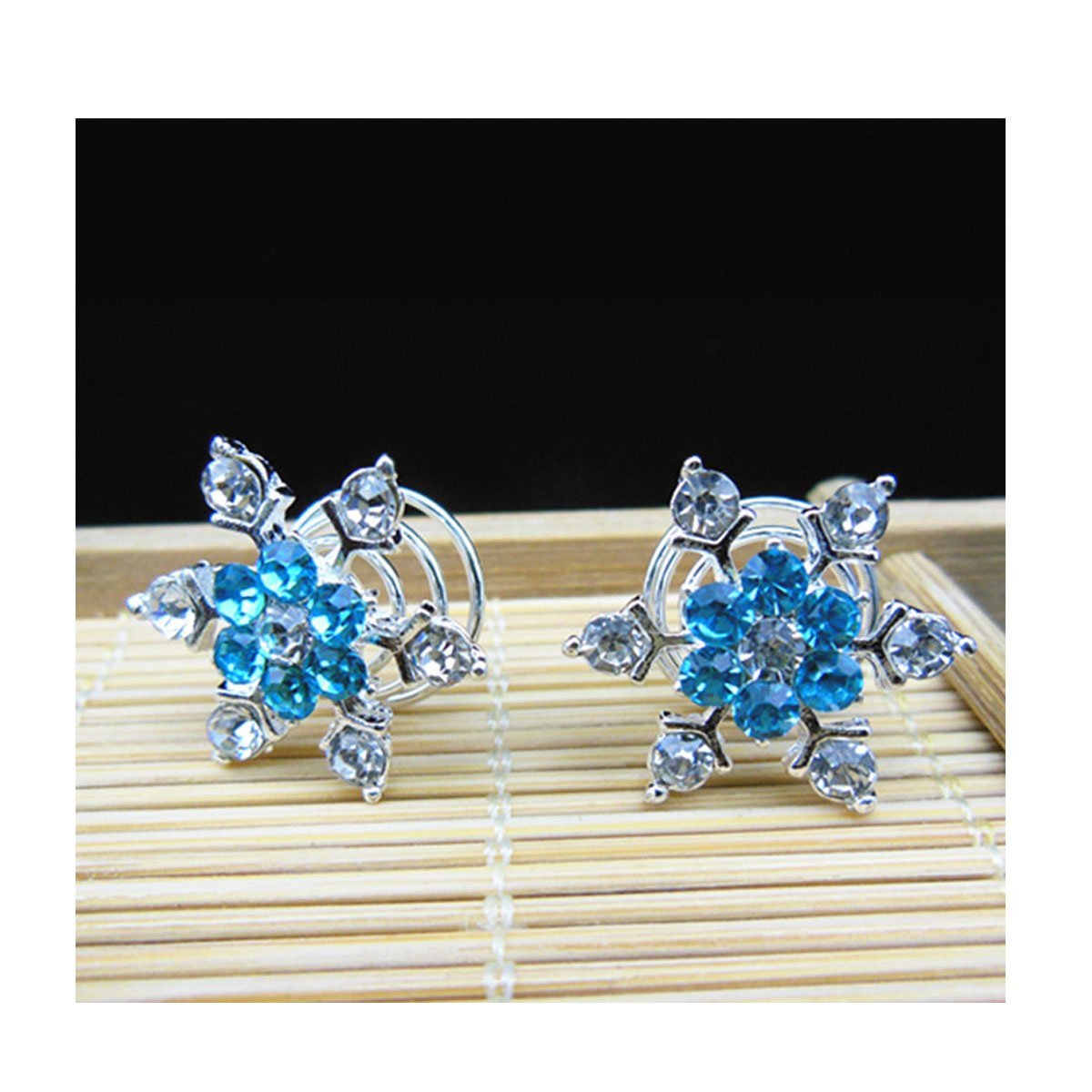 Set of 10 , Pattern 07 : Chicone Snowflask Hair Coils Swirls Twists Spirals Springs Pins for Bridal Wedding Prom Set of 10