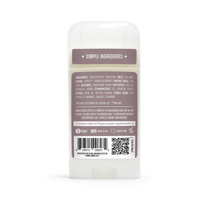 Humble Brands, Deodorant Patchouli Copal & Frankincense Organic, 2.5 Ounce