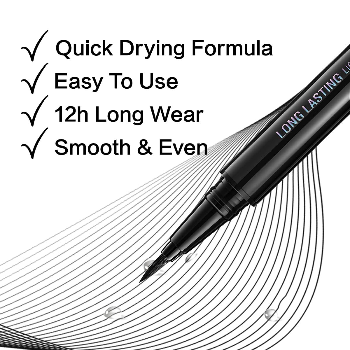 CARSLAN Liquid Eyeliner, Black Eyeliner Liquid Liner, 12H Longlasting Eyeliners, Waterproof & Smudgeproof High Pigmented Eyeliners for Eye Makeup, Black