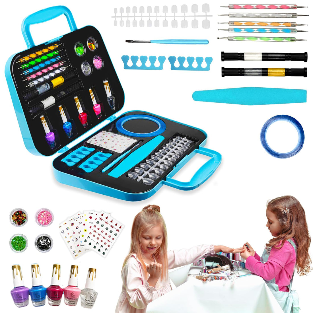 Toysical Nail Art Kit for Girls - Girls Nail Polish Sets for Kids or Tweens - Non Toxic Nail Gift Set - Top Birthday Gift for Ages 6, 7, 8, 9, 10, 11, 12 Year Old Children or Pre-Teen Girls