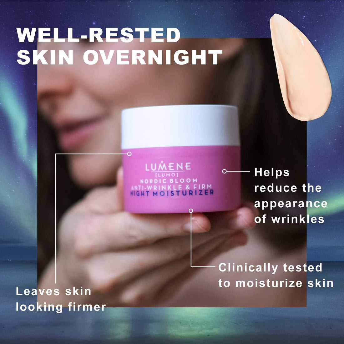 Lumene [Lumo] Nordic Bloom Anti-Wrinkle + Firming Night Cream - Hydrating Face Moisturizer for Visibly Firmer, Radiant & Smooth Skin - Formulated with Pre-Retinol Complex + Lingonberry Extract (50ml)