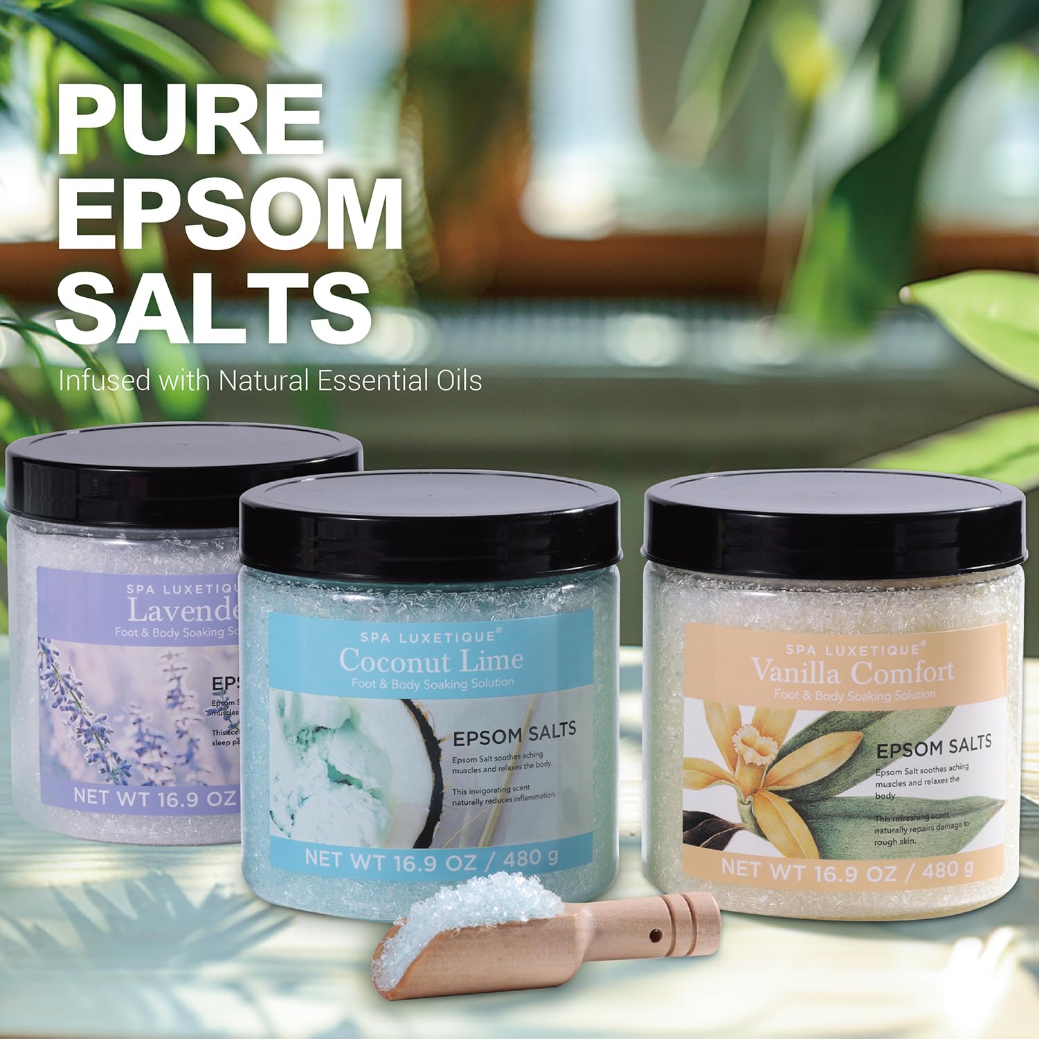 Bath Salts for Soaking, Spa Luxetique Epsom Salts Gifts Set for Women, 3.17lbs Bath Salts for Women, Epsom Salts for Soaking, Mother's Day Christmas Gifts for Woman Mom