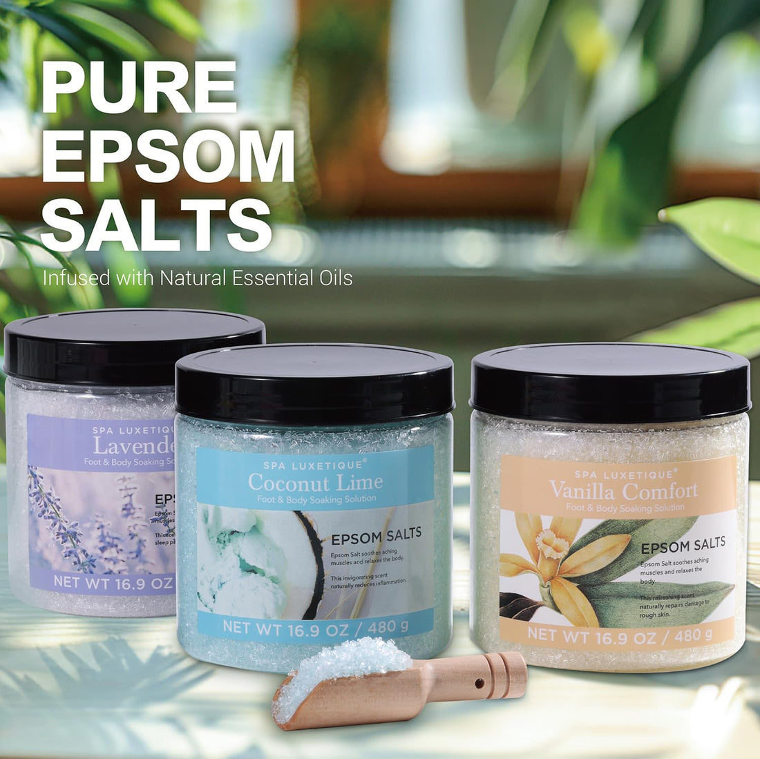Bath Salts for Soaking, Spa Luxetique Epsom Salts Gifts Set for Women, 3.17lbs Bath Salts for Women, Epsom Salts for Soaking, Mother's Day Christmas Gifts for Woman Mom