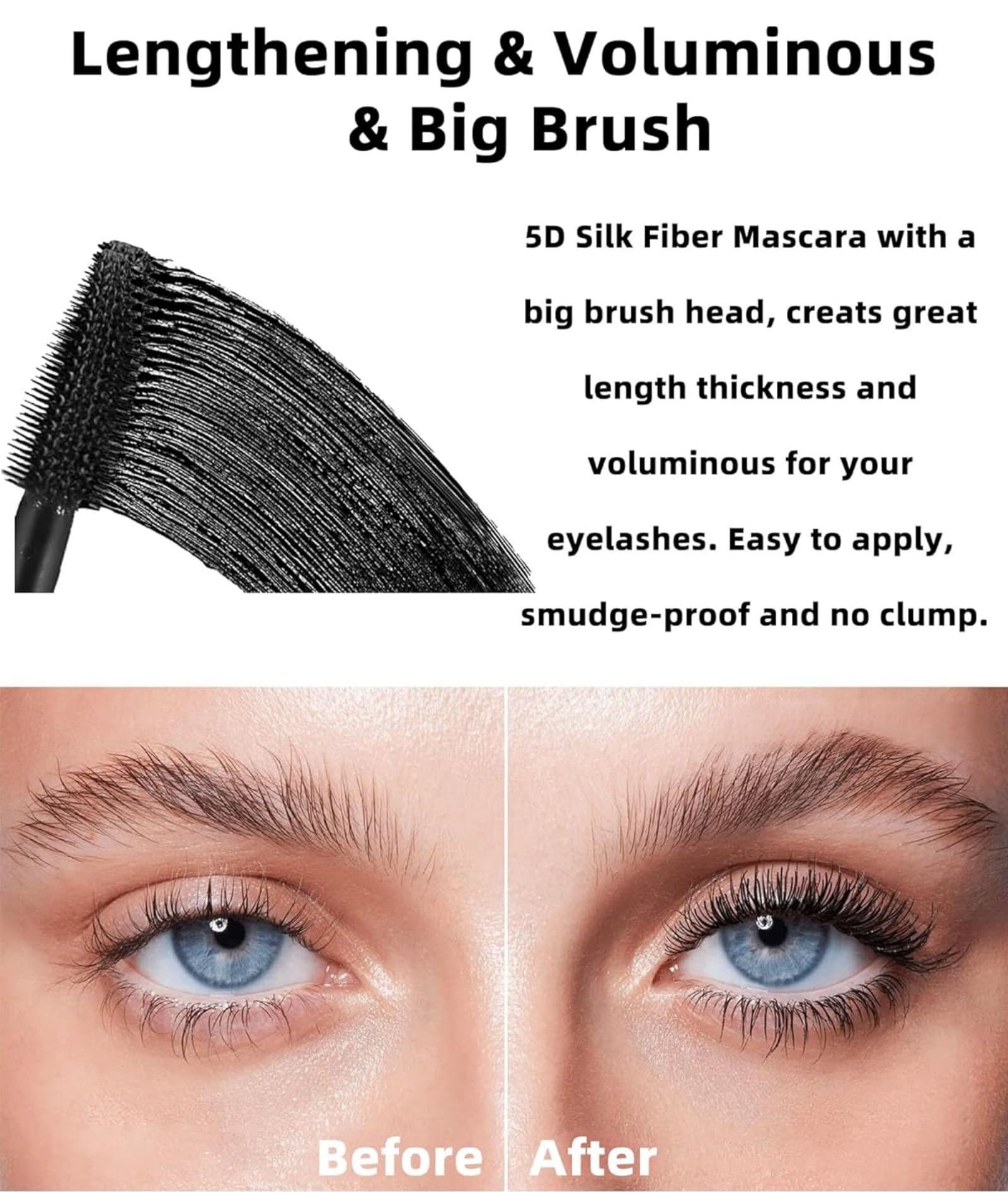MAEPEOR 5D Silk Fiber Mascara Fuller & Voluminous Colored Eyelash Natural Waterproof Smudge-proof Mascara (02 Brown)
