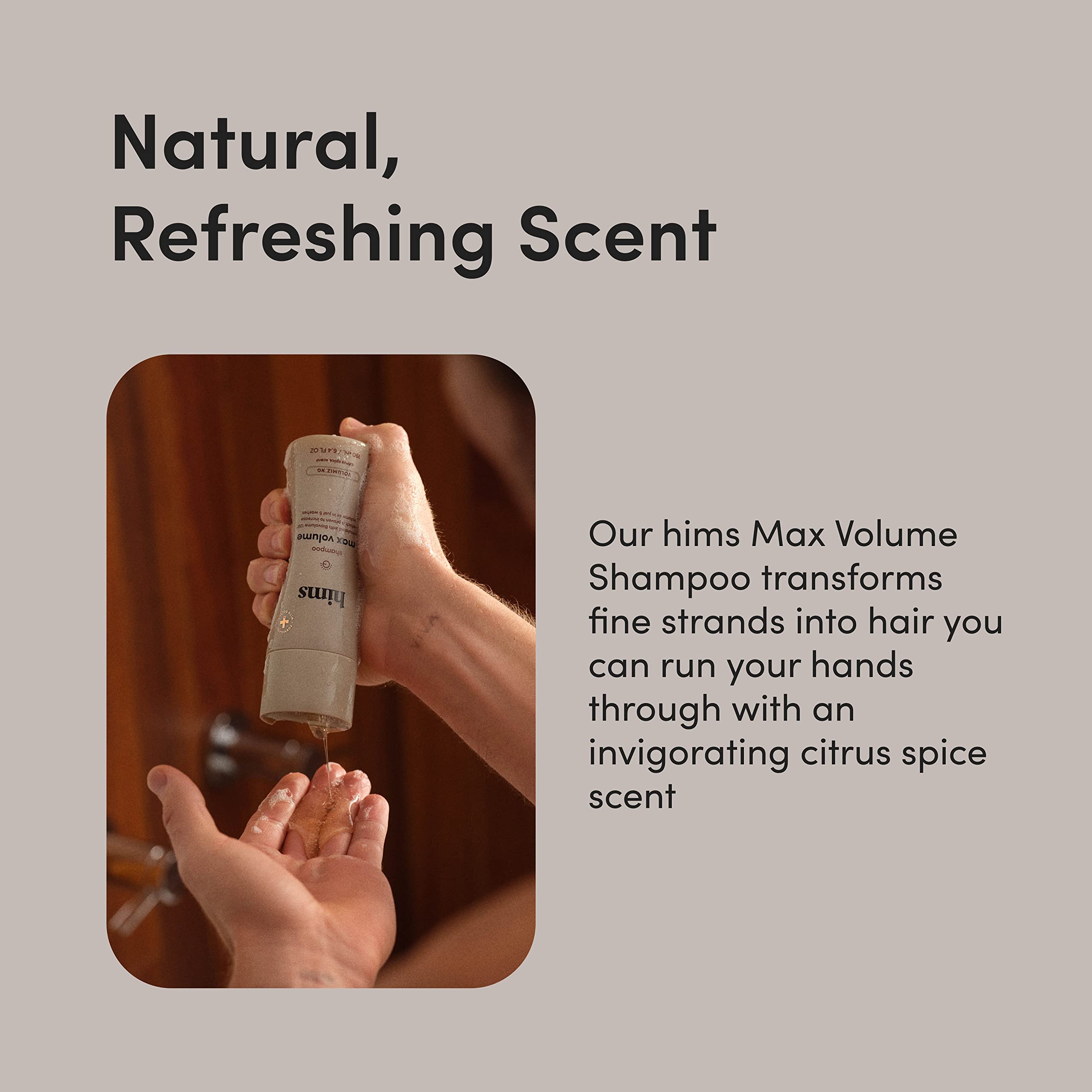 hims Max Volume Shampoo, 2 Pack - Volumizing Natural Shampoo for Men with Biotin - Adds Volume, Shine & Bounce - Citrus Spice - 2 x 6.4 fl oz