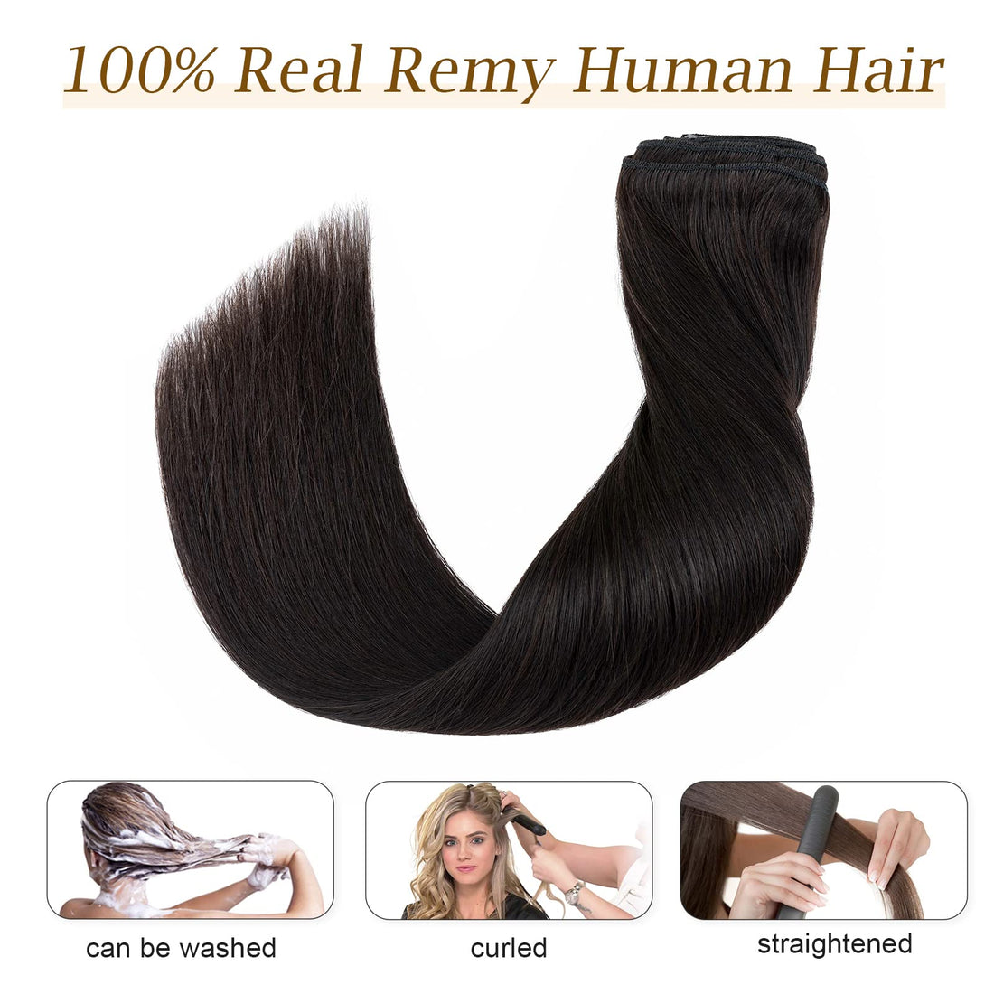 Double Weft 100% Remy Human Hair Clip in Extensions 10''-22'' Grade 7A Quality Full Head Thick Long Soft Silky Straight 8pcs 18clips for Women Beauty (14 / 14 inch 120g ,#1B Natural Black)
