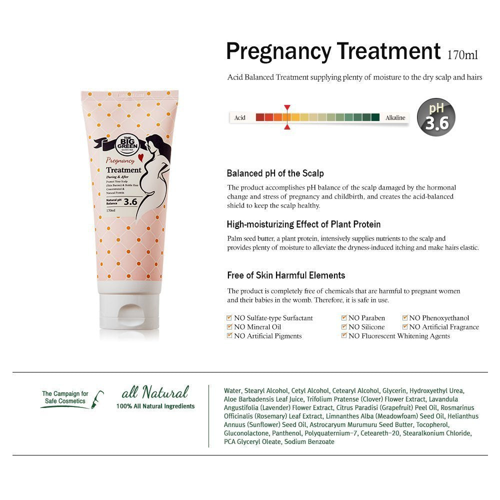 BIGGREEN Pregnancy Treatment 170ml- Natural Ingredients-Chemical Free-Dry & Damaged-Moisturizing & Hydrating
