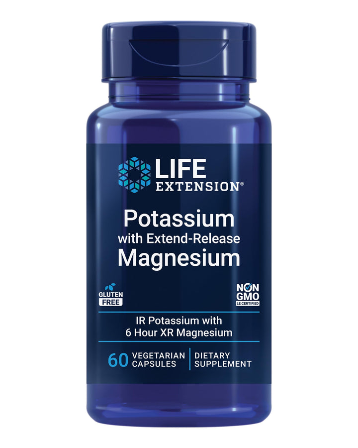 Life Extension Potassium with Extend-Release Magnesium – Heart health supplement for blood pressure support with two essential minerals – Non-GMO, vegetarian, gluten-free – 60 capsules