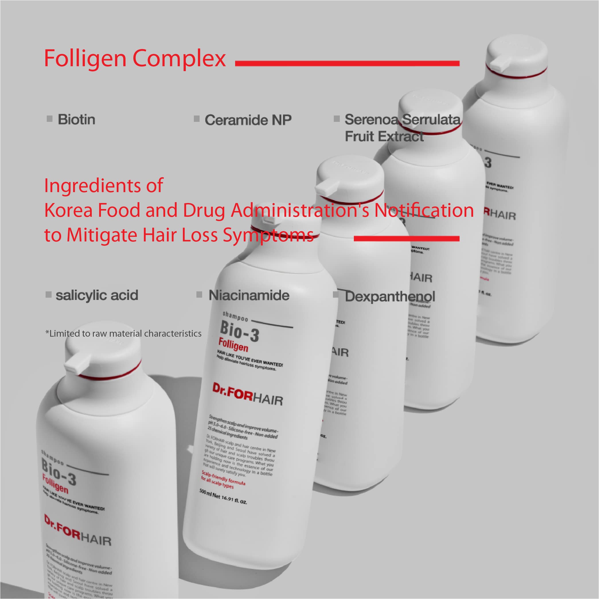 Dr.FORHAIR Bio-3 Folligen Biotin Shampoo (16.9 oz) Scalp Strengthen and Improve Volume Scalp-friendly formula (No Parabens, Silicone, Sulfates)