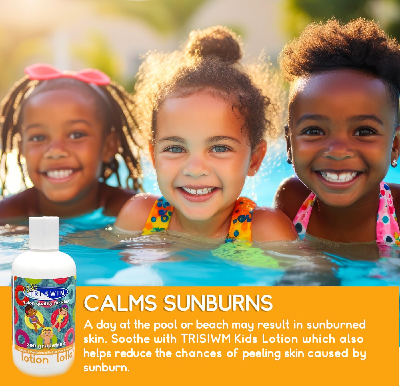 TRISWIM Kids Scented Body Lotion Skin Hydrating Moisturizer Chlorine Removal with Aloe Vera