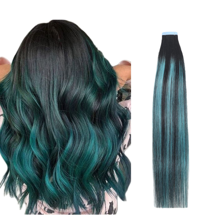 14'', 2/#6/#18: Rinboool Tape In Remy Hair Extensions Ombre, 14 Inch 40G 20Pcs, Dark Brown Fading To Chestnut Brown And Dirty Blonde