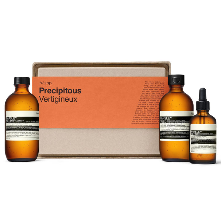 Aesop Precipitous Kit - Parsley Seed Facial Cleanser (6.7 Fl Oz) + Parsley Seed Anti-Oxidant Facial Toner (6.7 Fl Oz) & Parsley Seed Anti-Oxidant Intense Serum (2.0 Fl Oz) | Paraben & Cruelty-Free